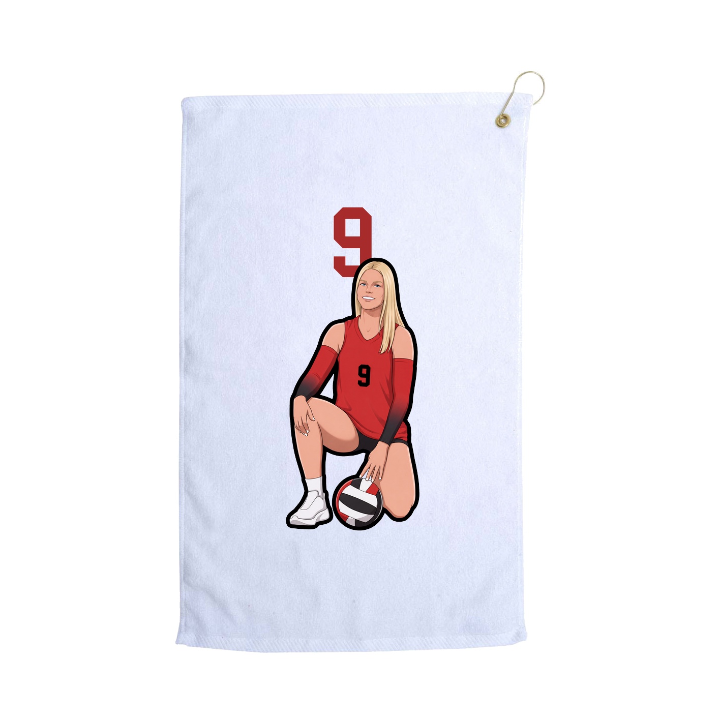 Golf Towel — Number Top in White