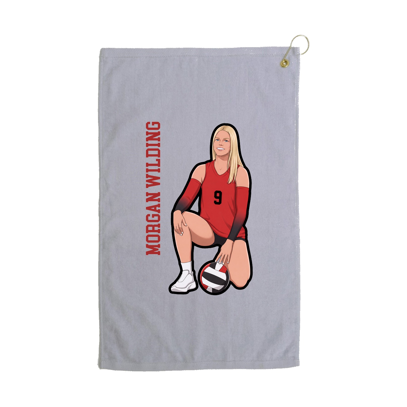 Golf Towel — Name Vertical in Grey