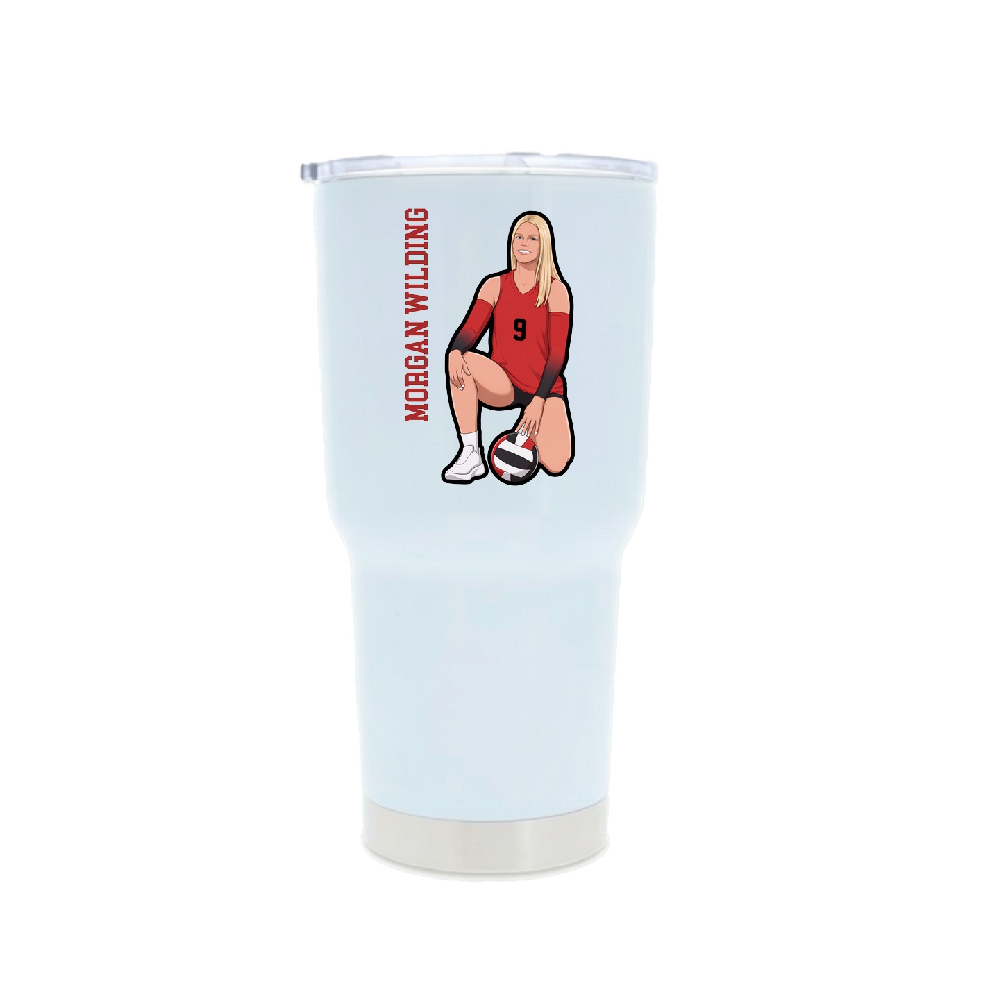 30oz Stainless Steel Tumbler — Name Vertical in White