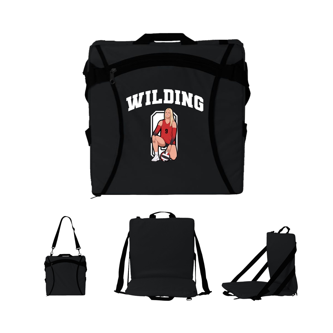 Folding Stadium Seat — Number in Black