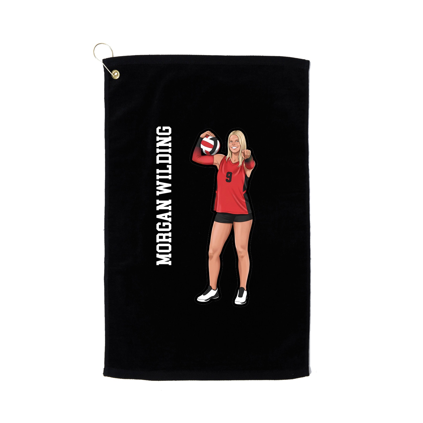Golf Towel — Name Vertical in Black