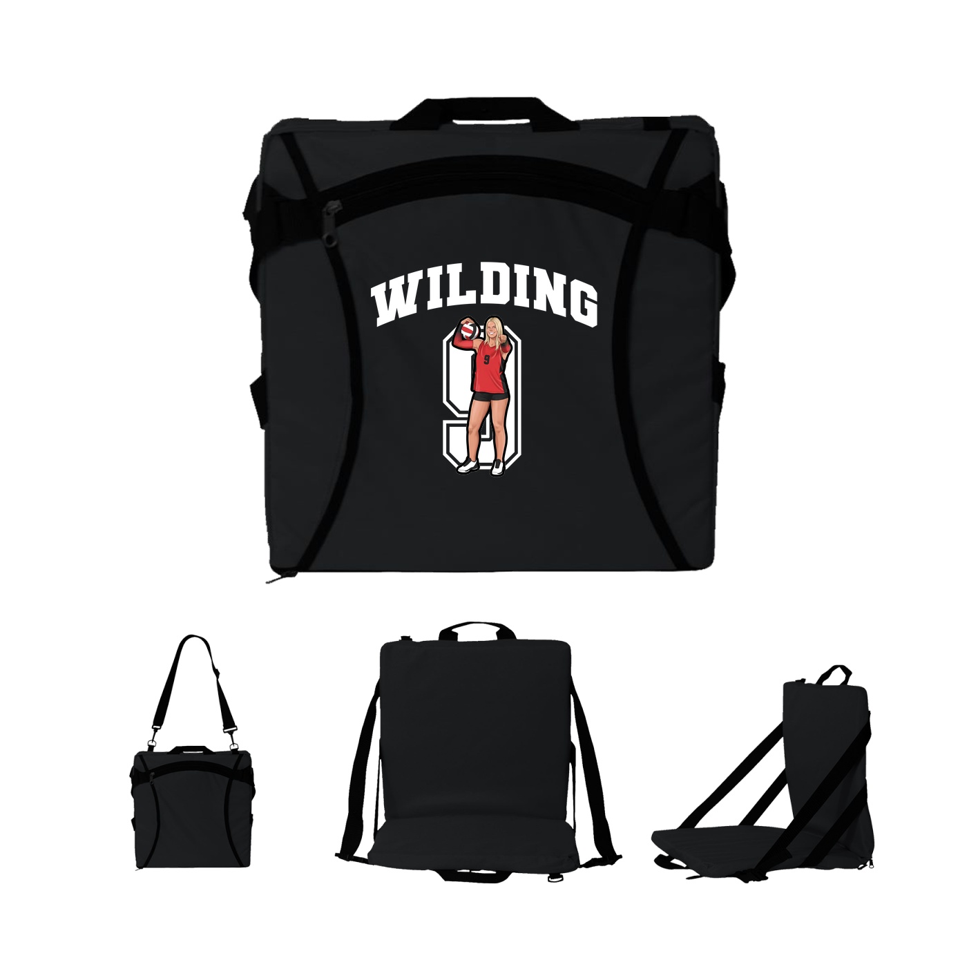 Folding Stadium Seat — Number in Black