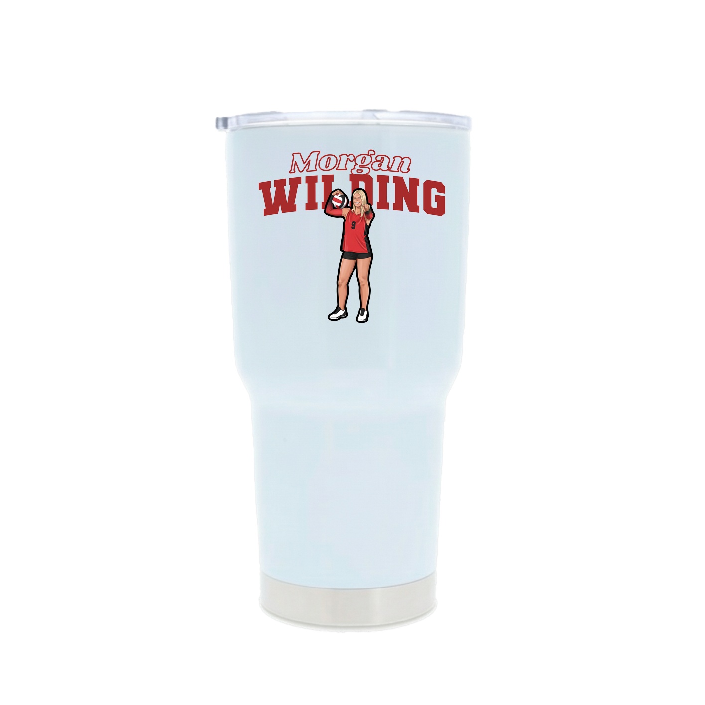 30oz Stainless Steel Tumbler — Name Arch in White