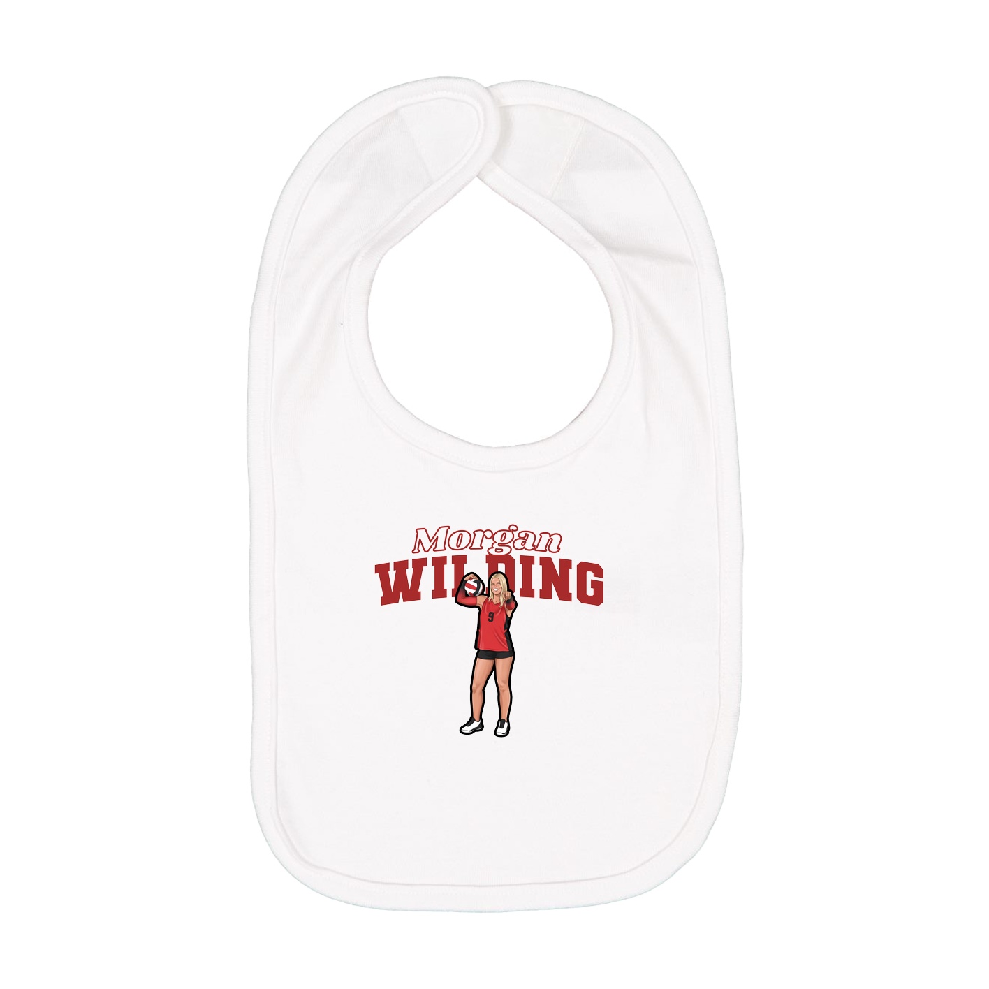 Infant Bib — Name Arch in White