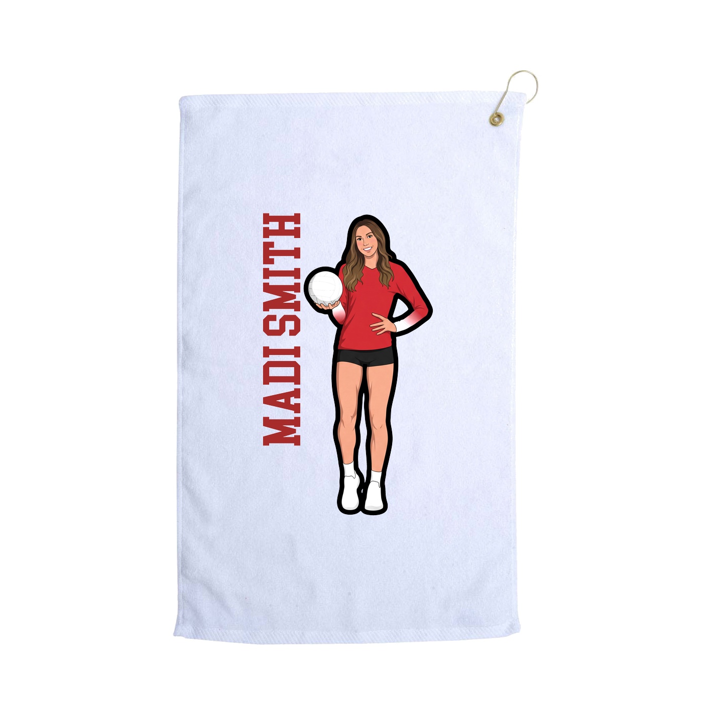 Golf Towel — Name Vertical in White