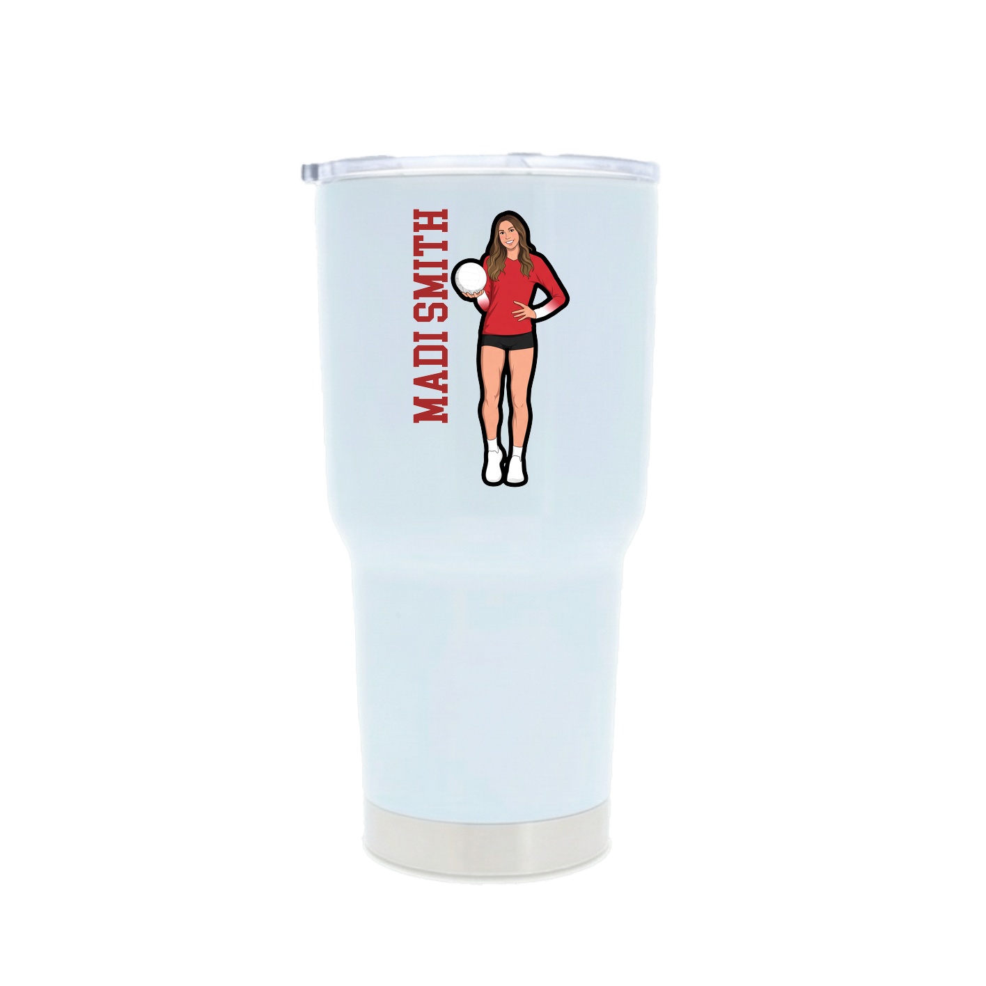 30oz Stainless Steel Tumbler — Name Vertical in White