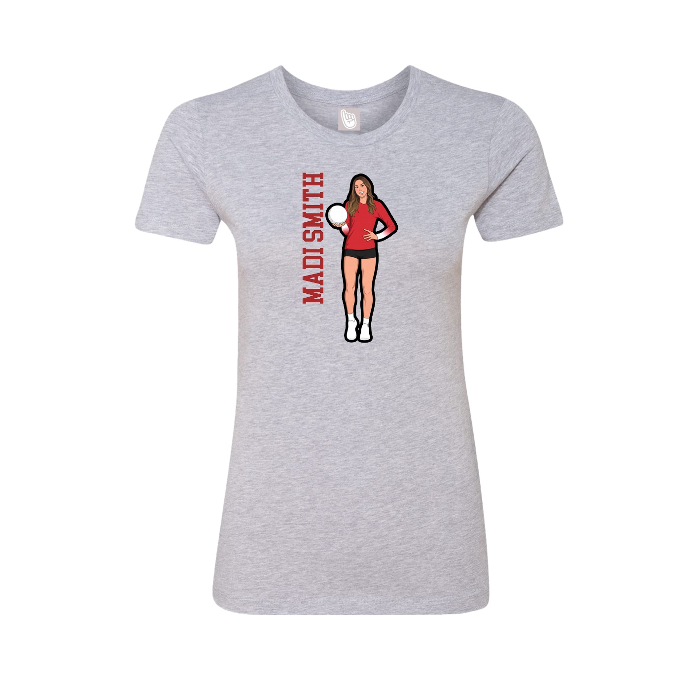 Fitted Women's Tee — Name Vertical in Grey