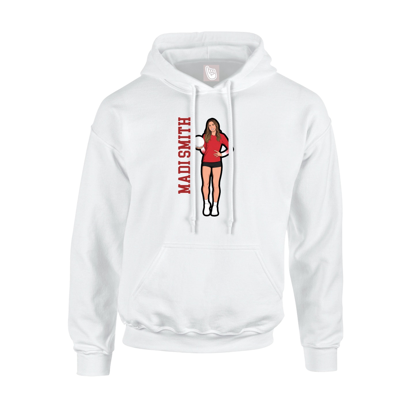 Youth Hoodie — Name Vertical in White