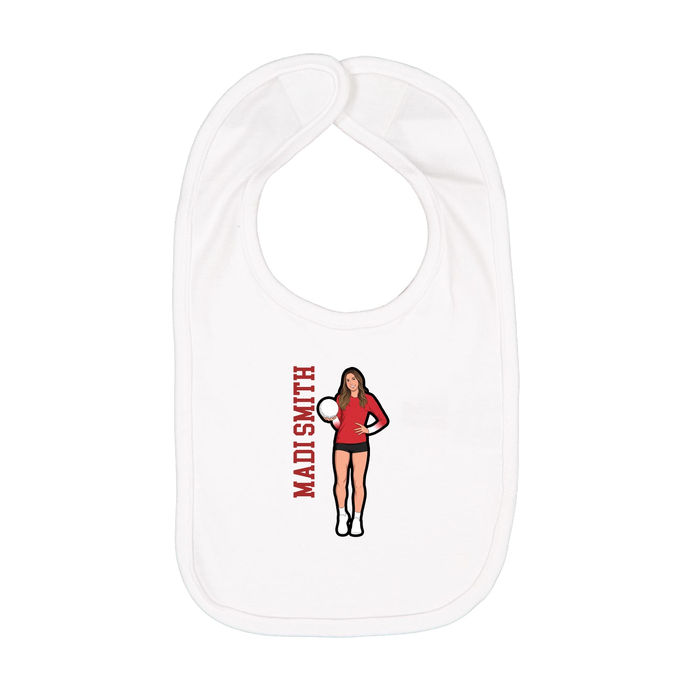 Infant Bib — Name Vertical in White