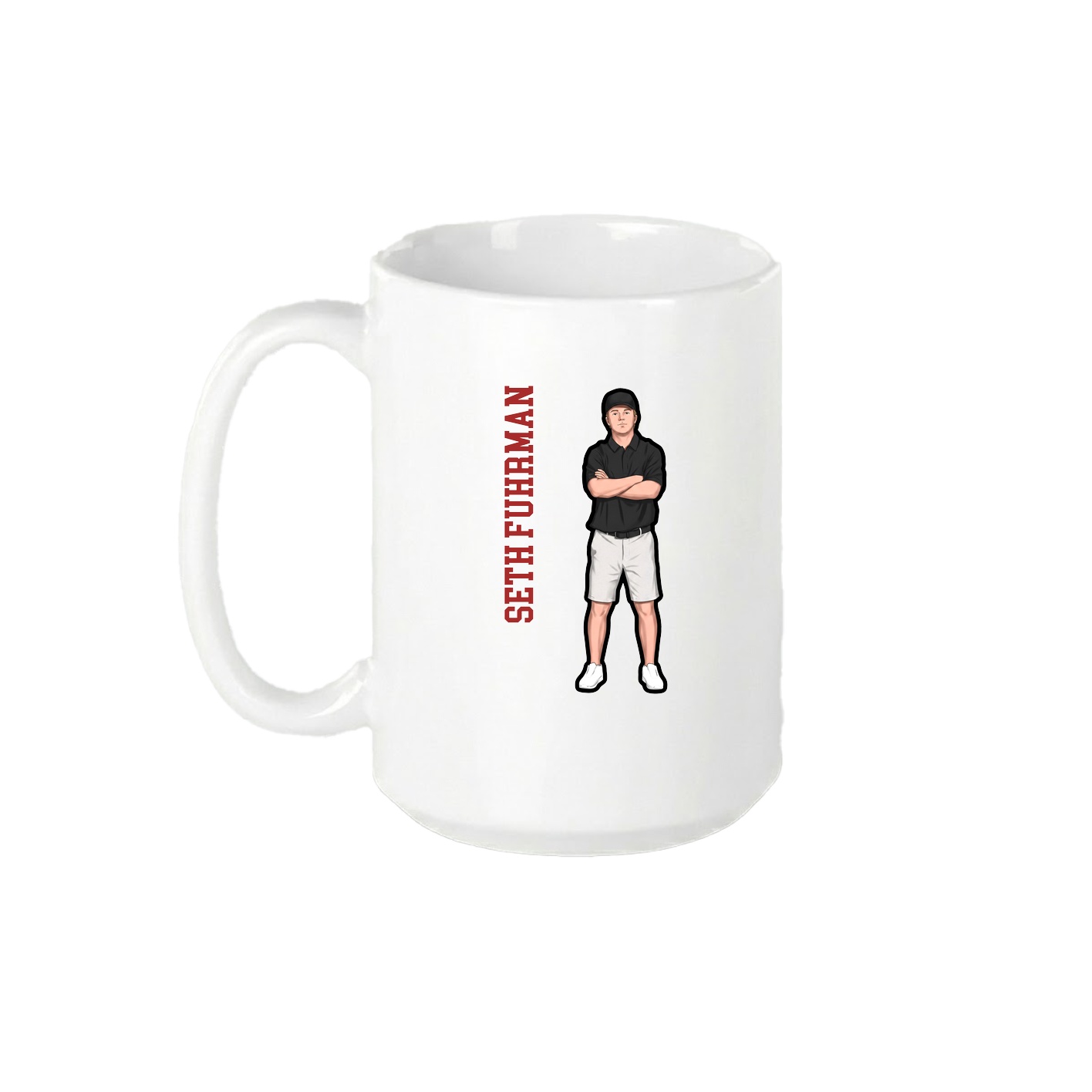 15oz Coffee Mug — Name Vertical in White