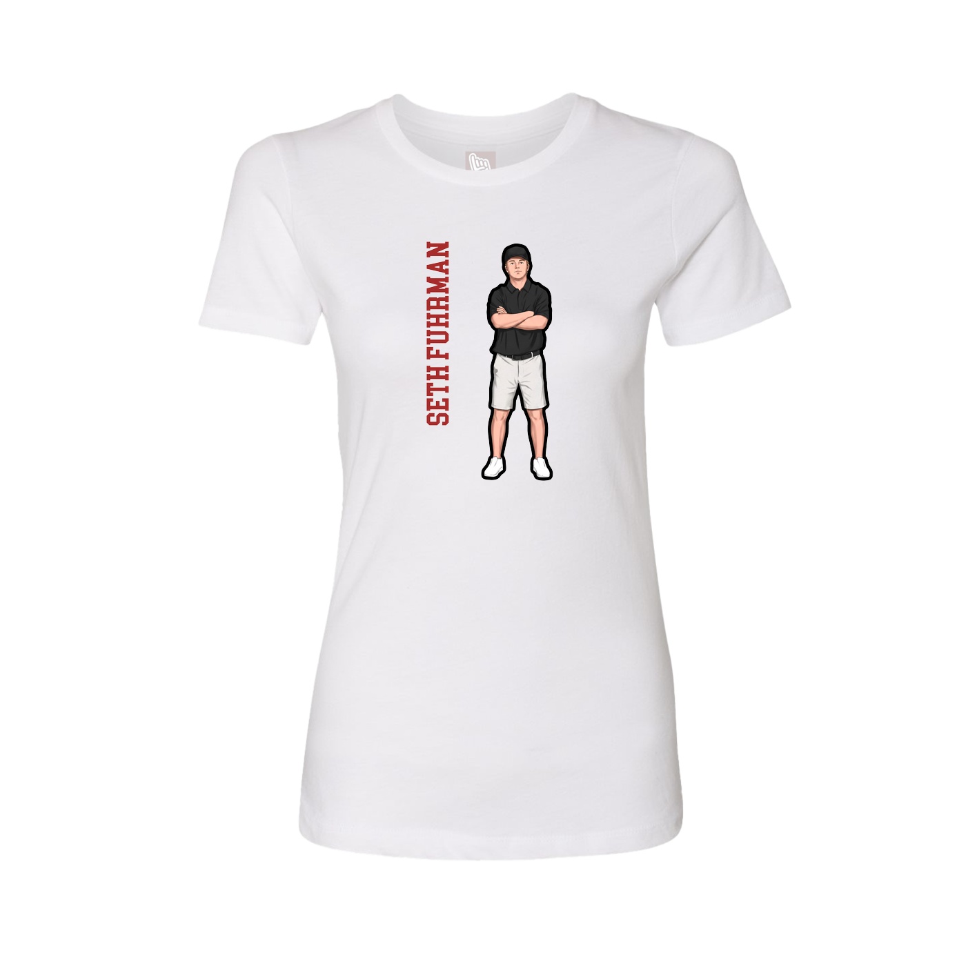 Womens Tee — Name Vertical in White