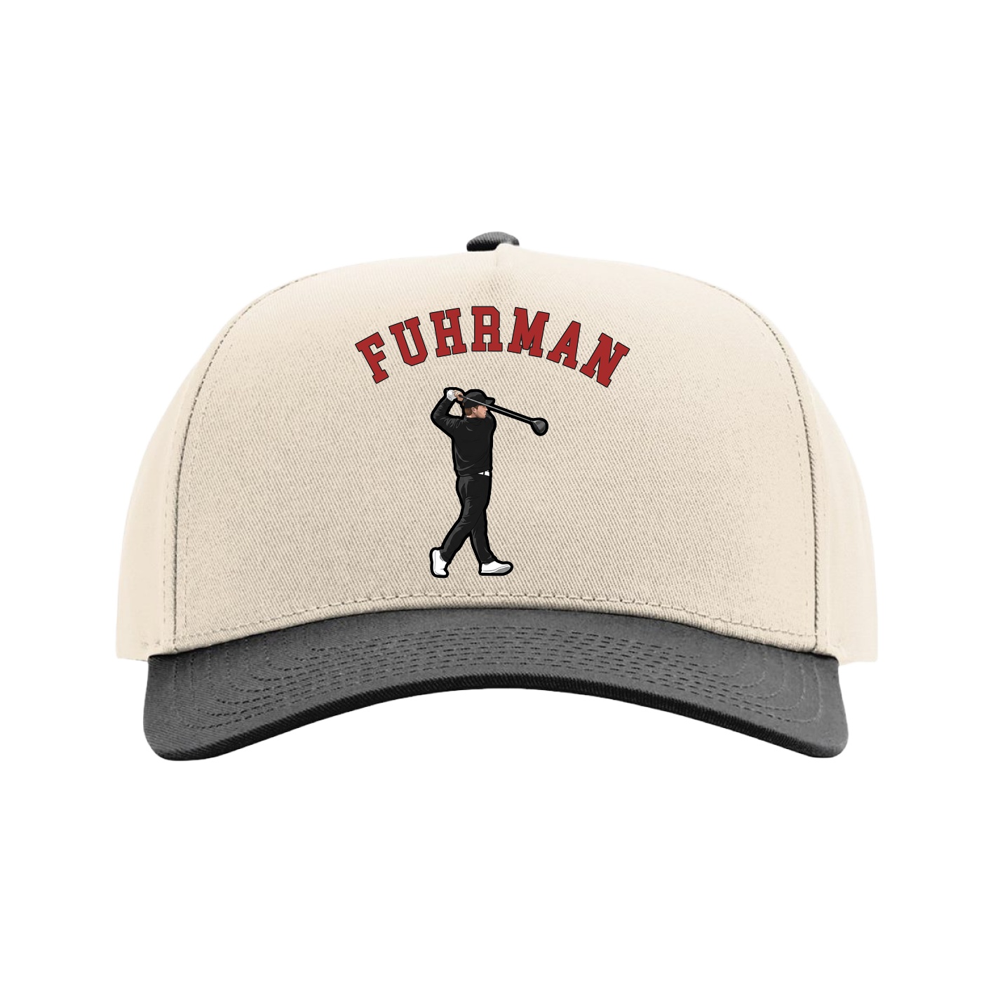 Full Fabric Five-Panel Champ Cap — Shirsey Arch in Cream/Black