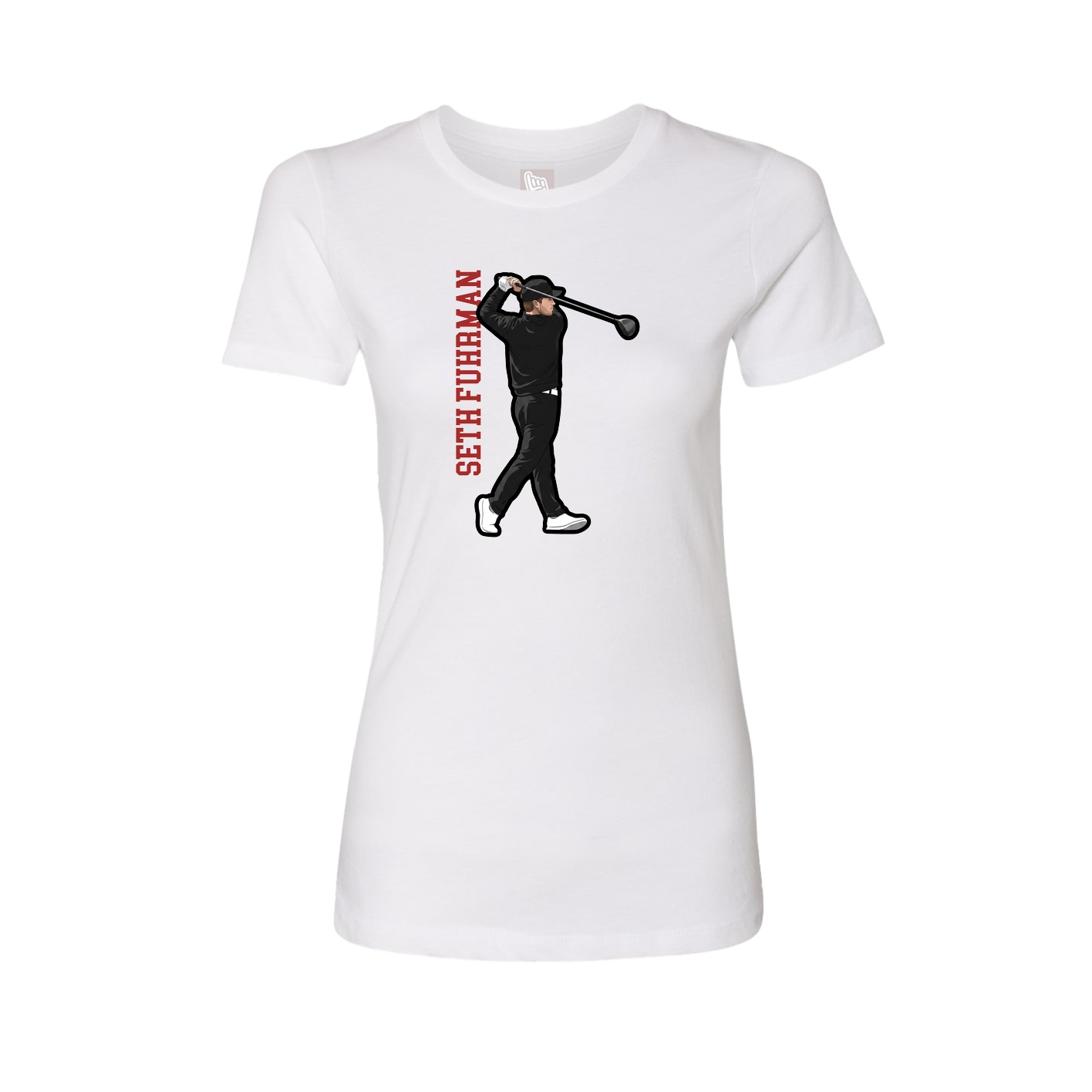 Fitted Women's Tee — Name Vertical in White