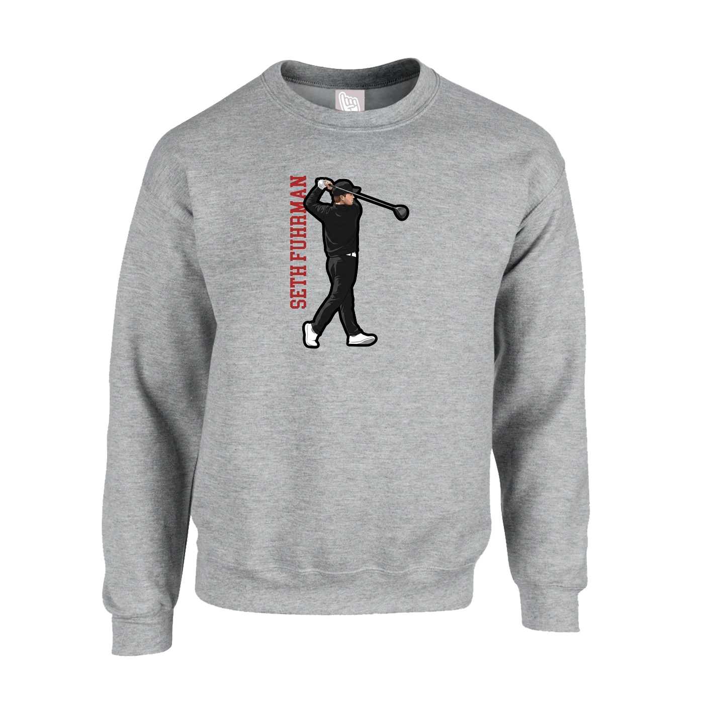 Fleece Crew — Name Vertical in Grey