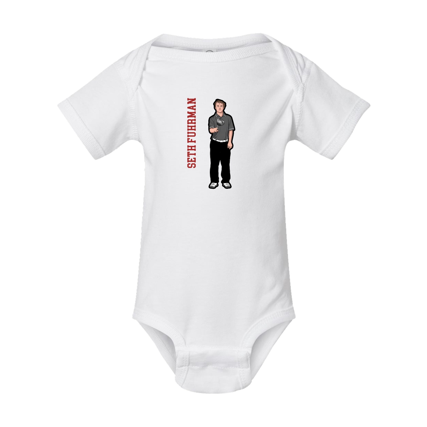 Baby Onesie — Name Vertical in White