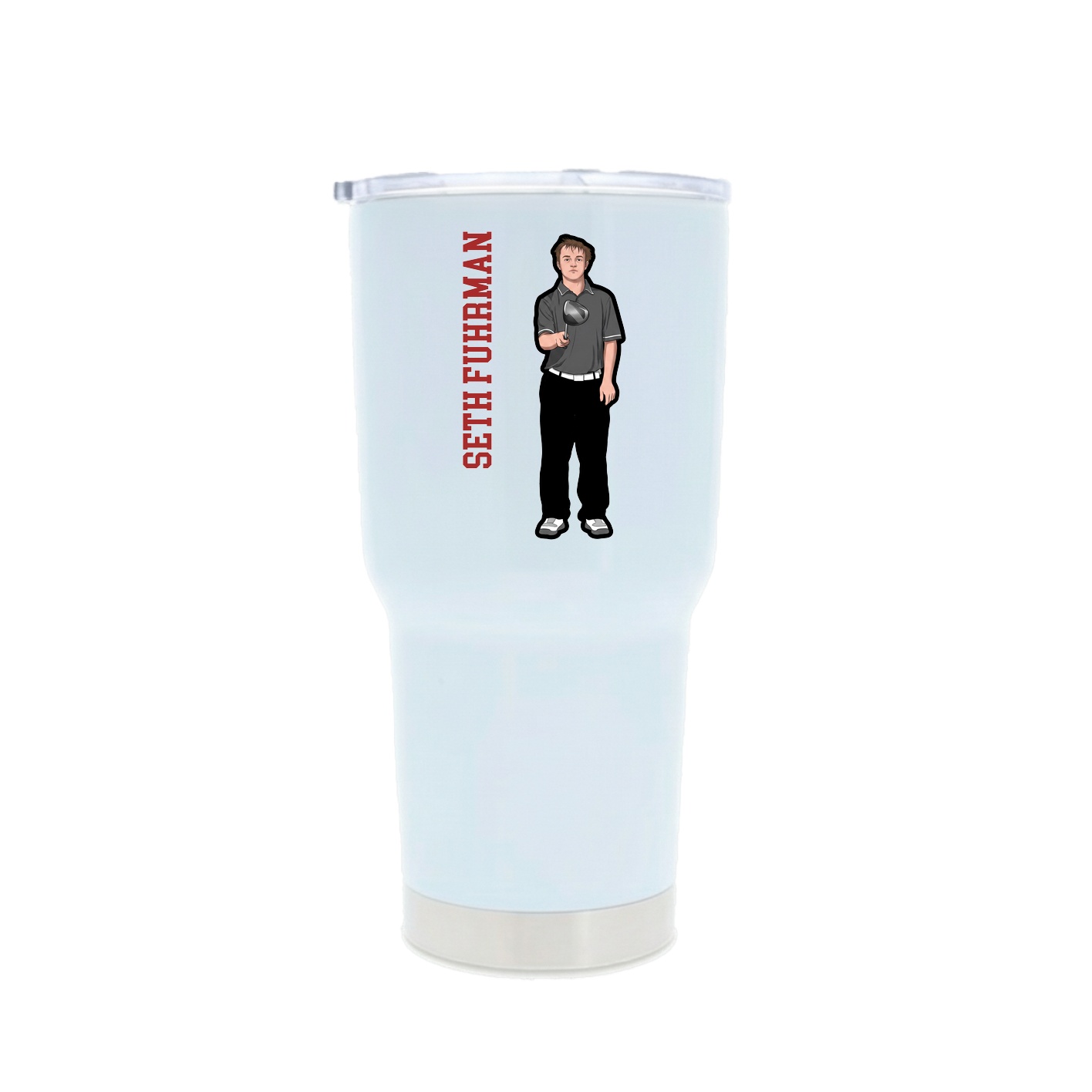 30oz Stainless Steel Tumbler — Name Vertical in White