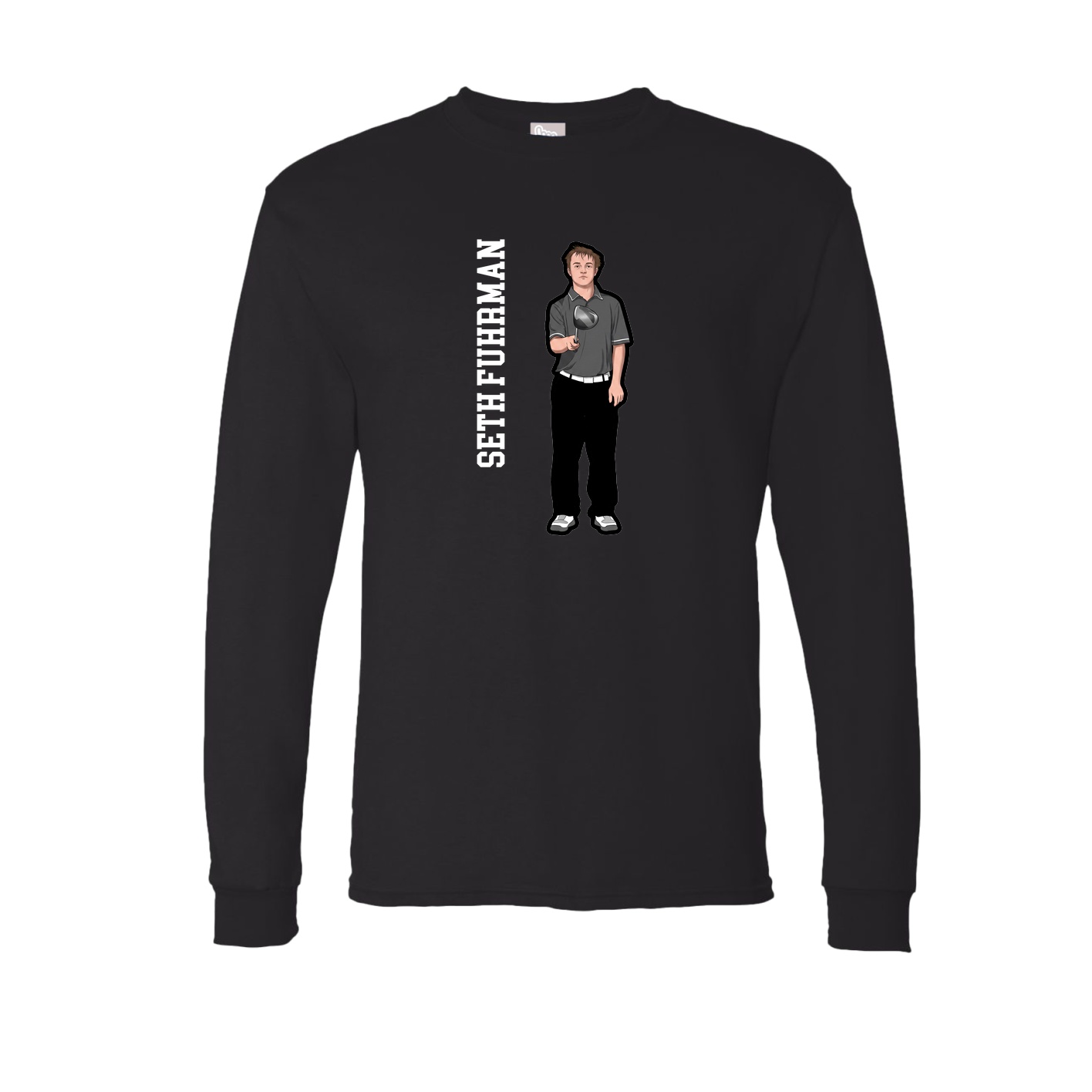 Long Sleeve Tee — Name Vertical in Black