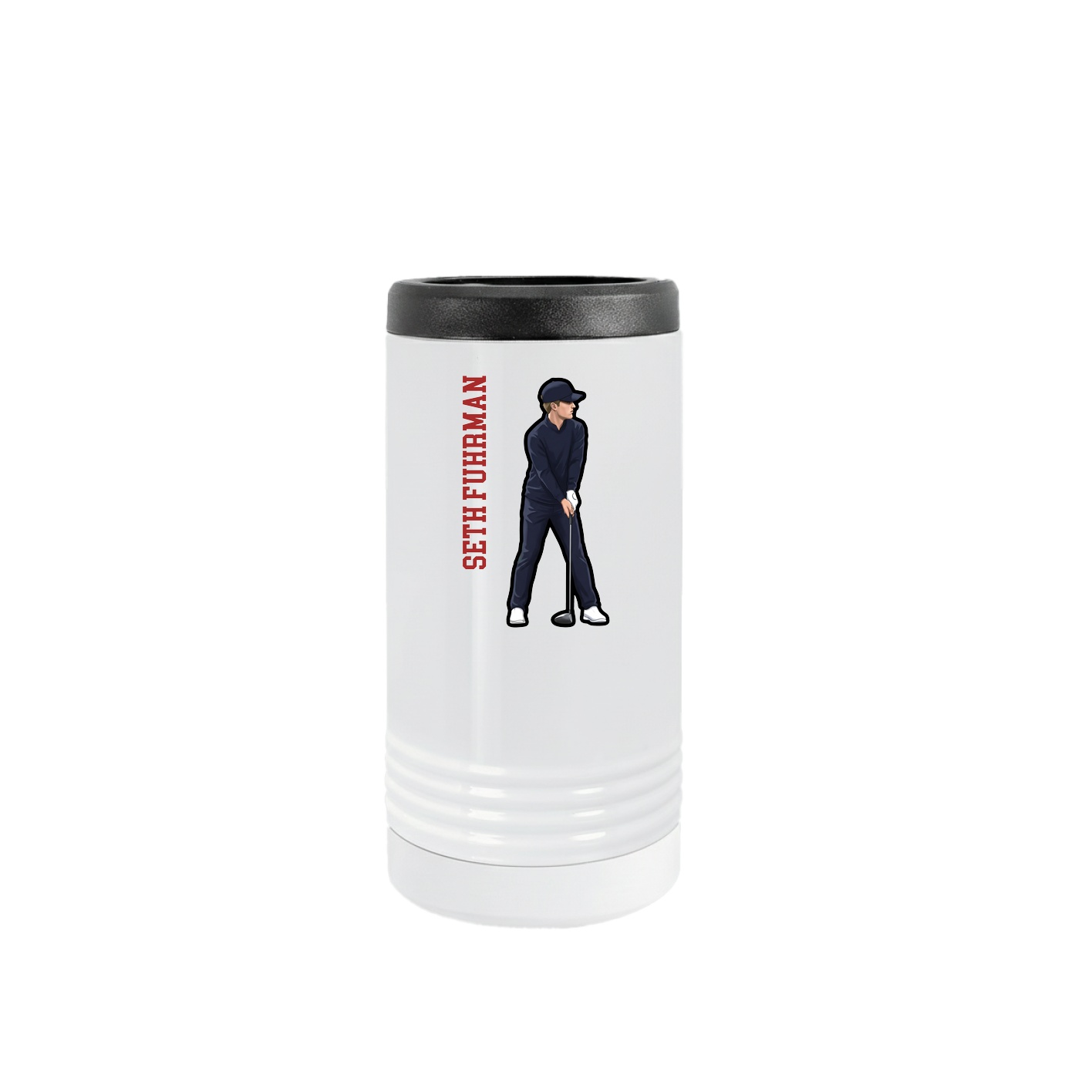 Slim Beverage Holder — Name Vertical in White