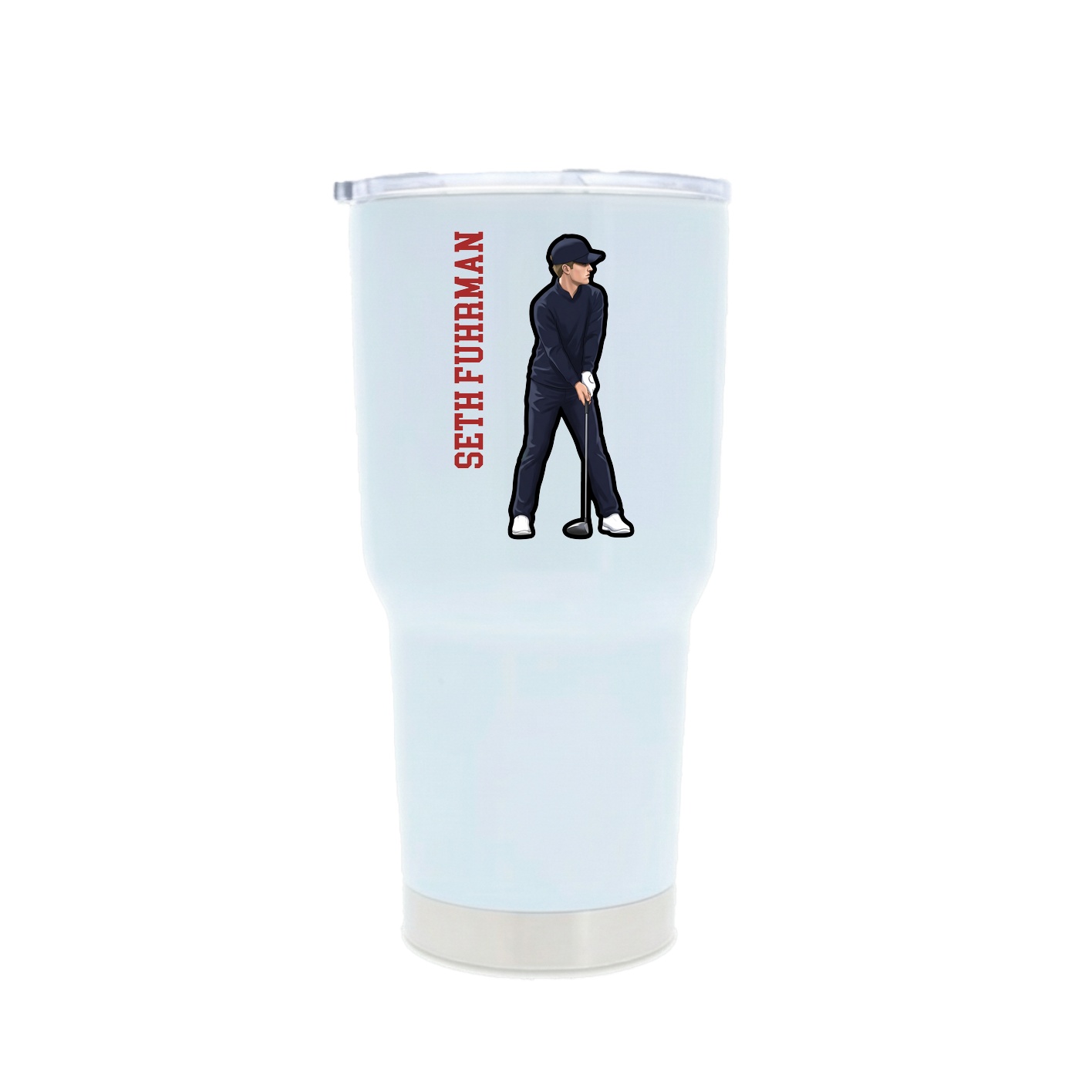 30oz Stainless Steel Tumbler — Name Vertical in White