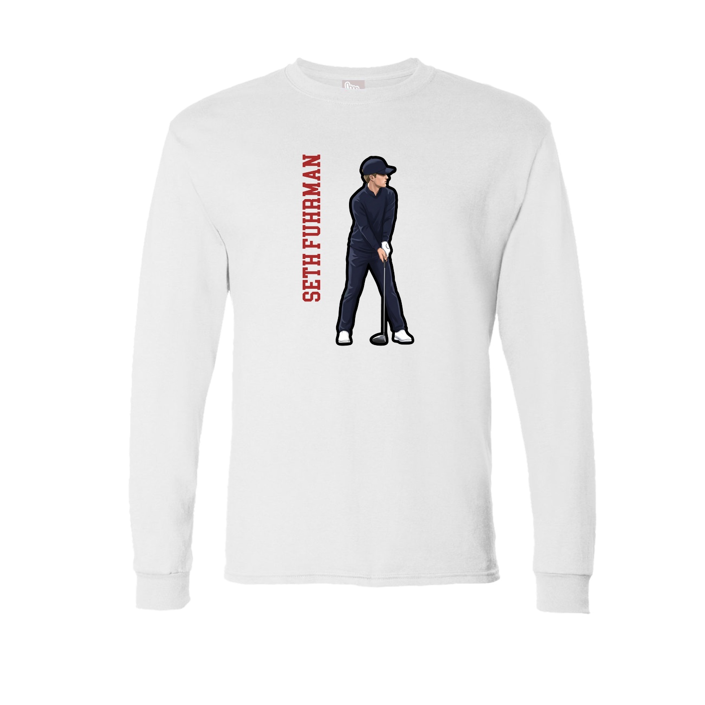 Long Sleeve Tee — Name Vertical in White
