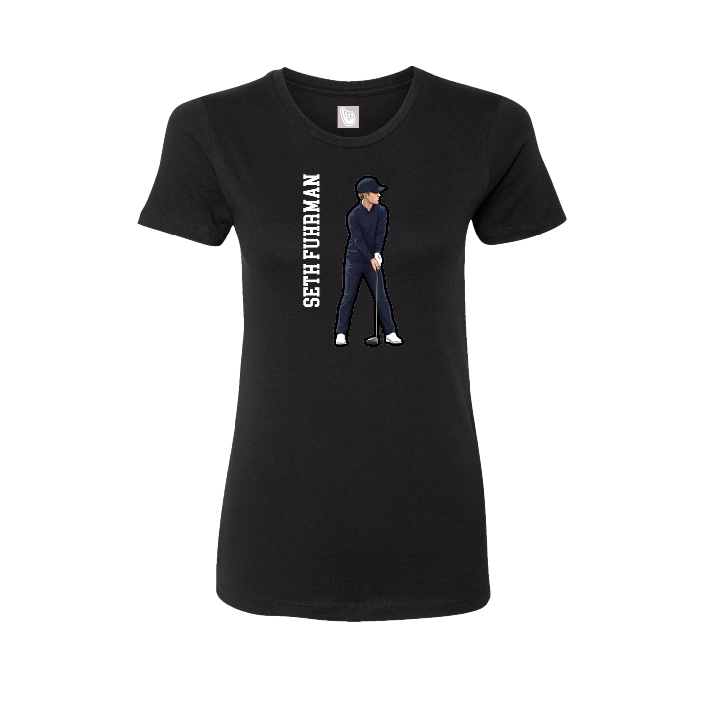 Womens Tee — Name Vertical in Black