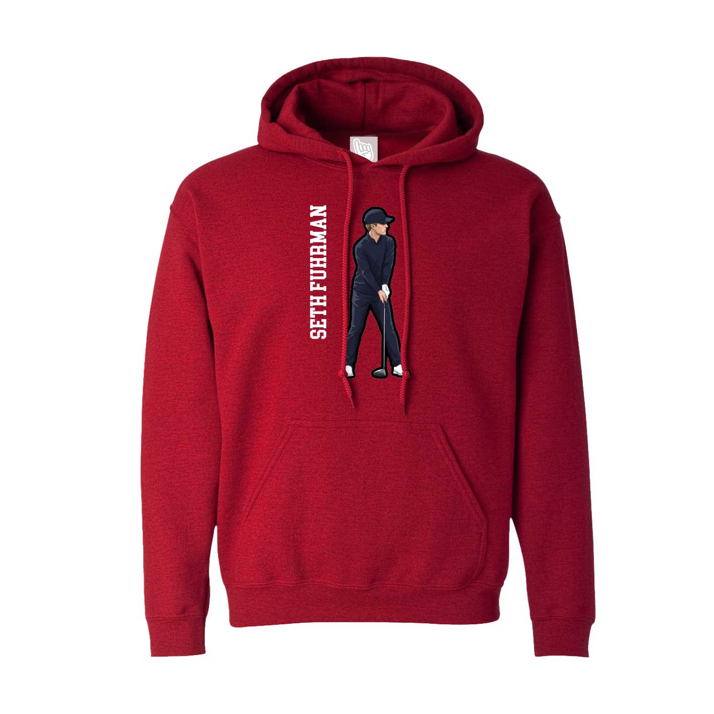 Hoodie — Name Vertical in Crimson
