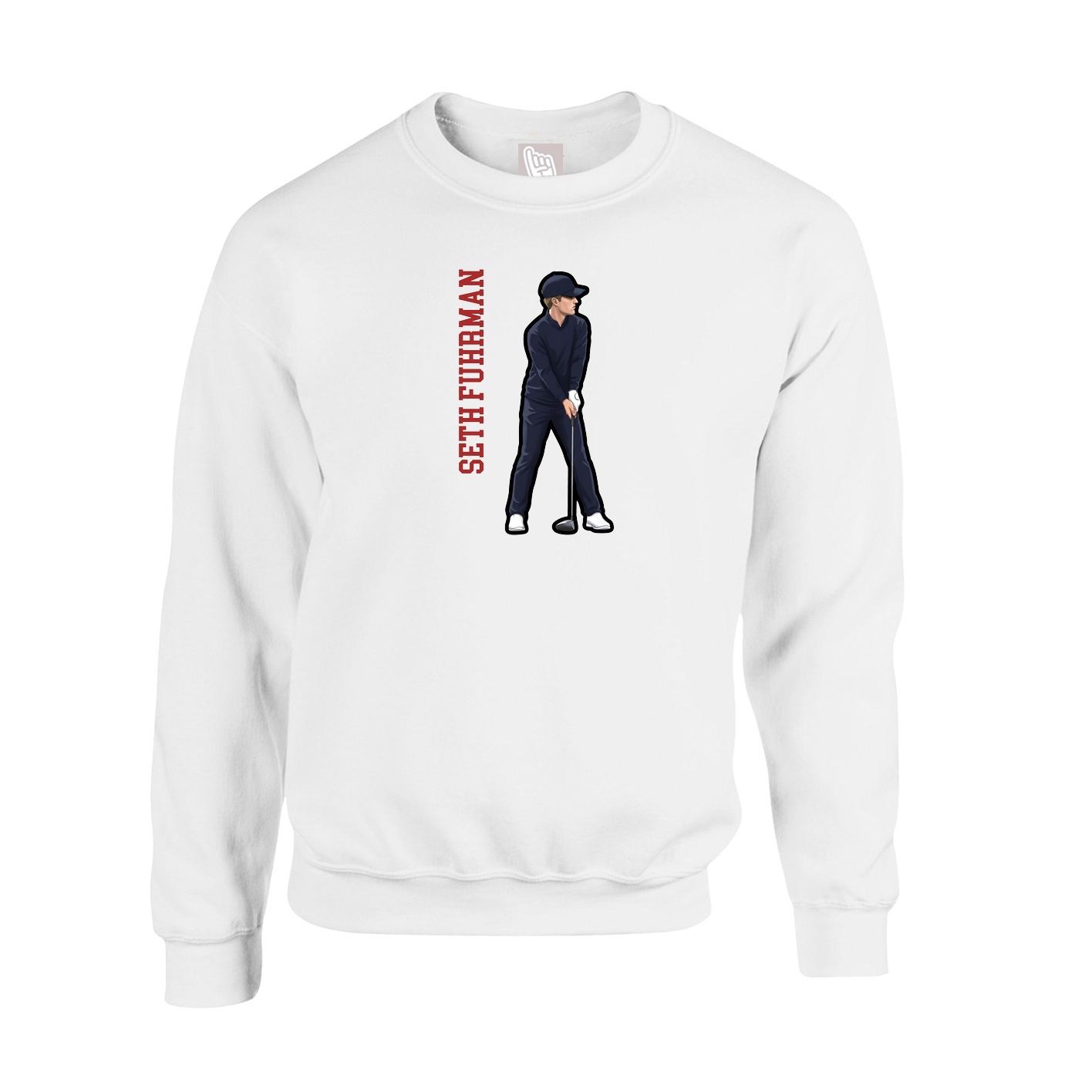 Fleece Crew — Name Vertical in White