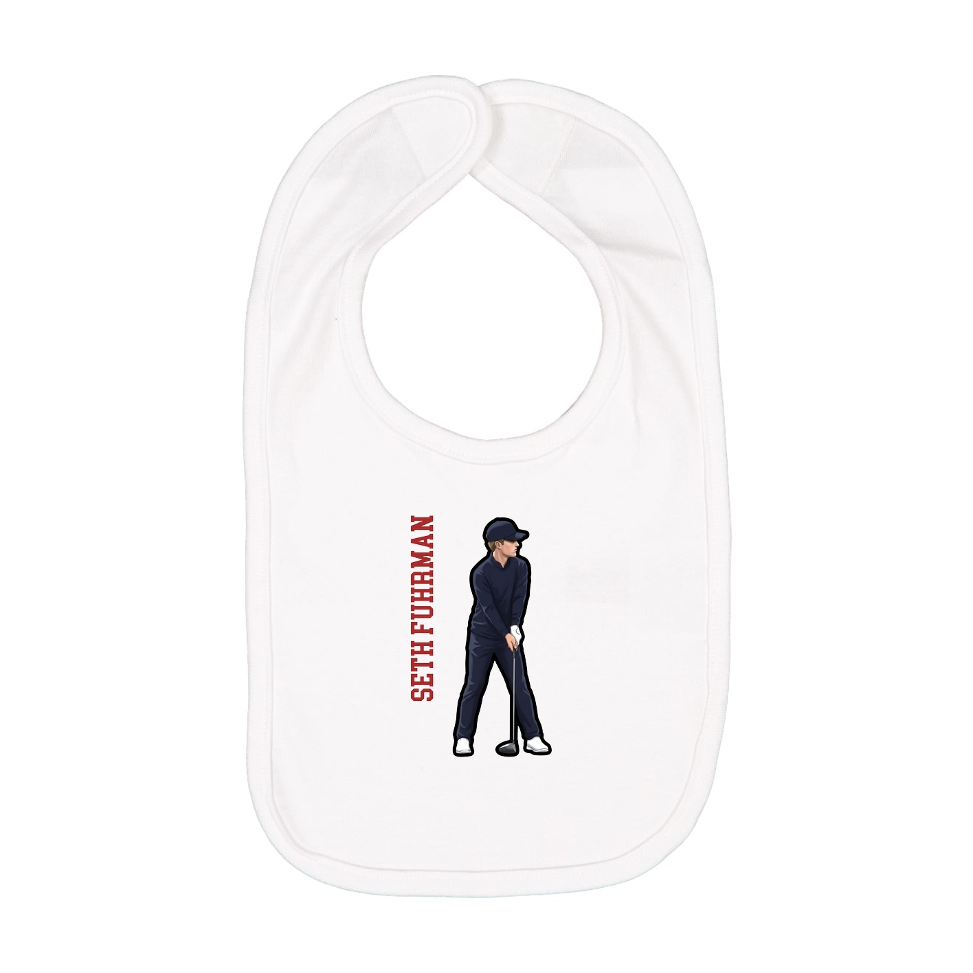 Infant Bib — Name Vertical in White