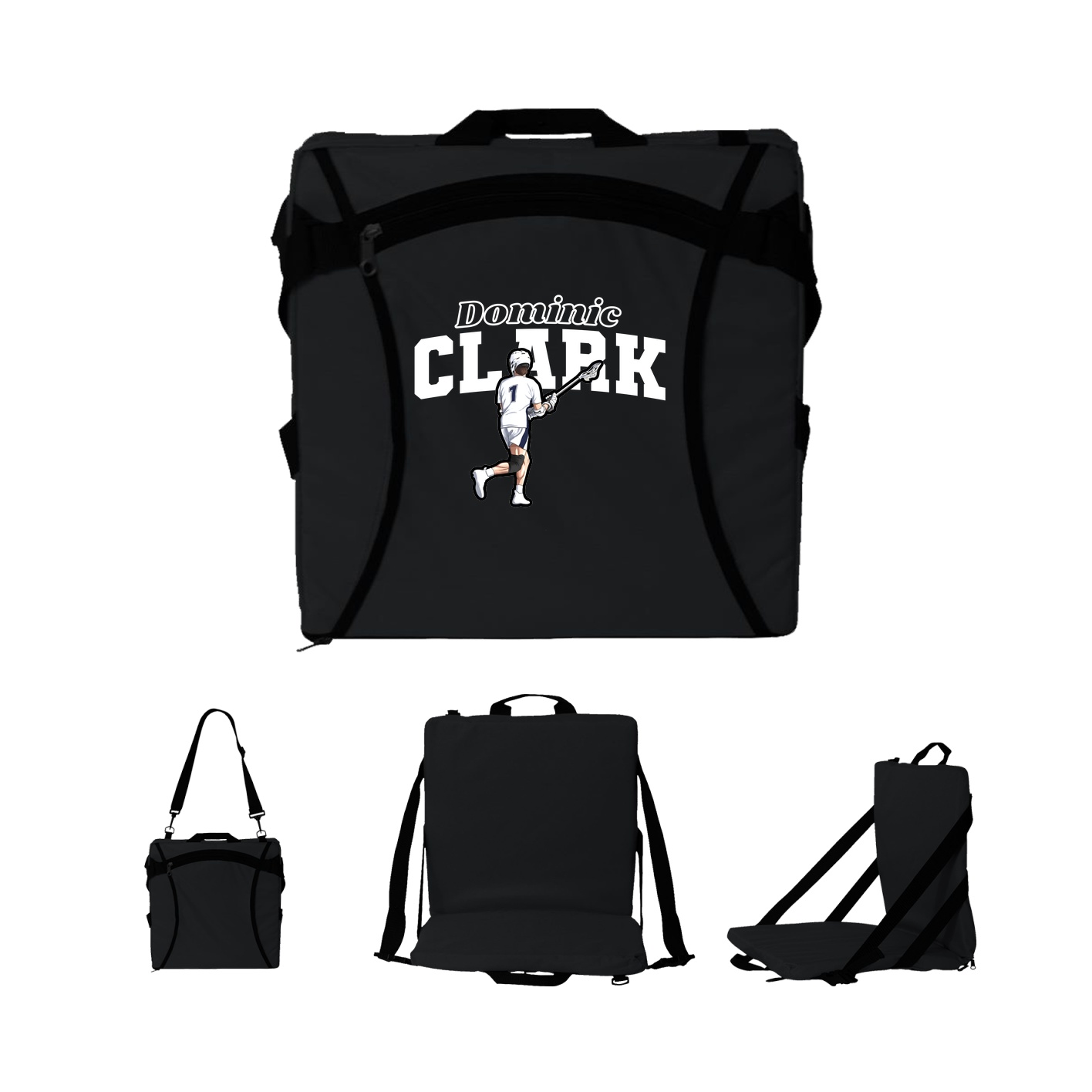 Folding Stadium Seat — Name Arch in Black