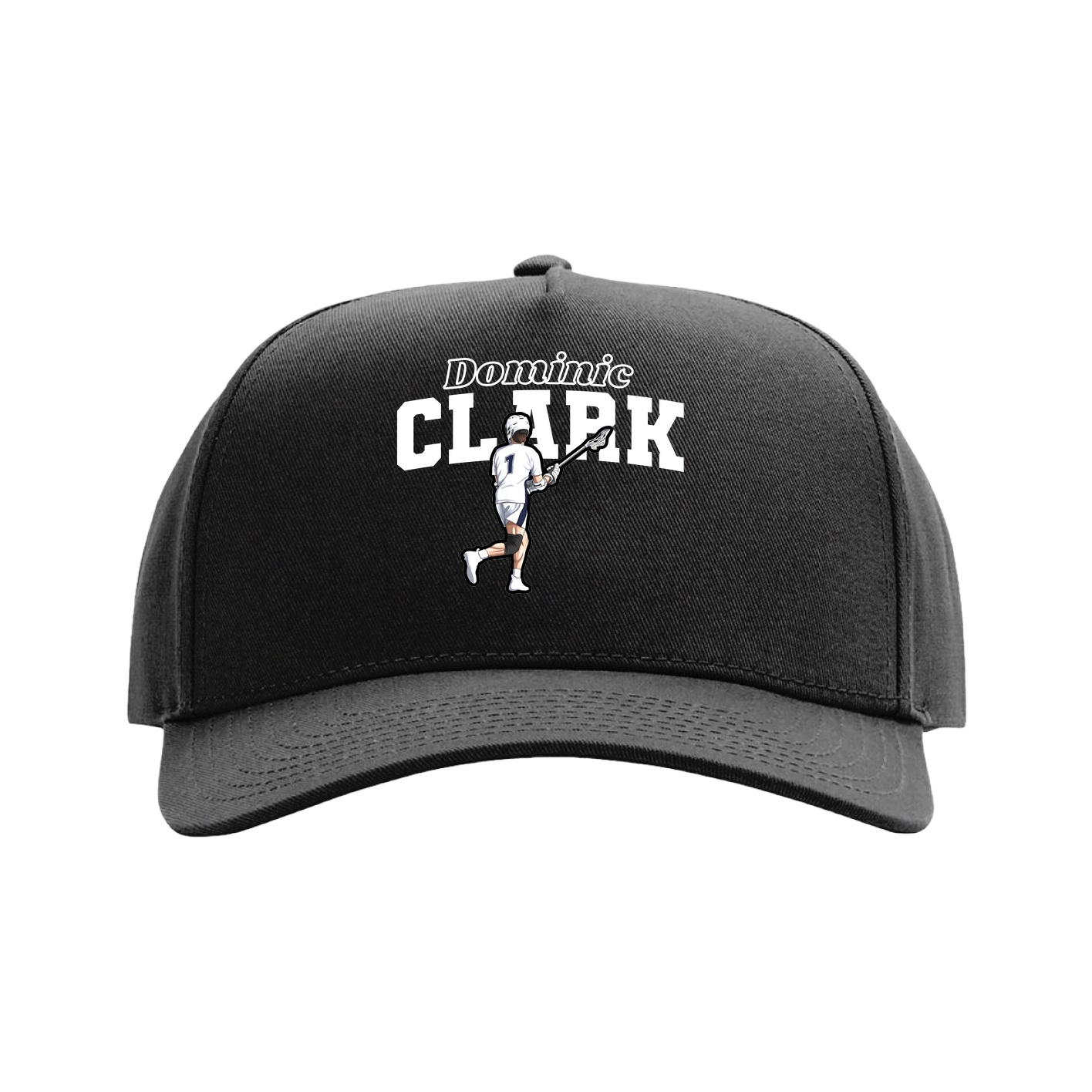 Full Fabric Five-Panel Champ Cap — Name Arch in Black