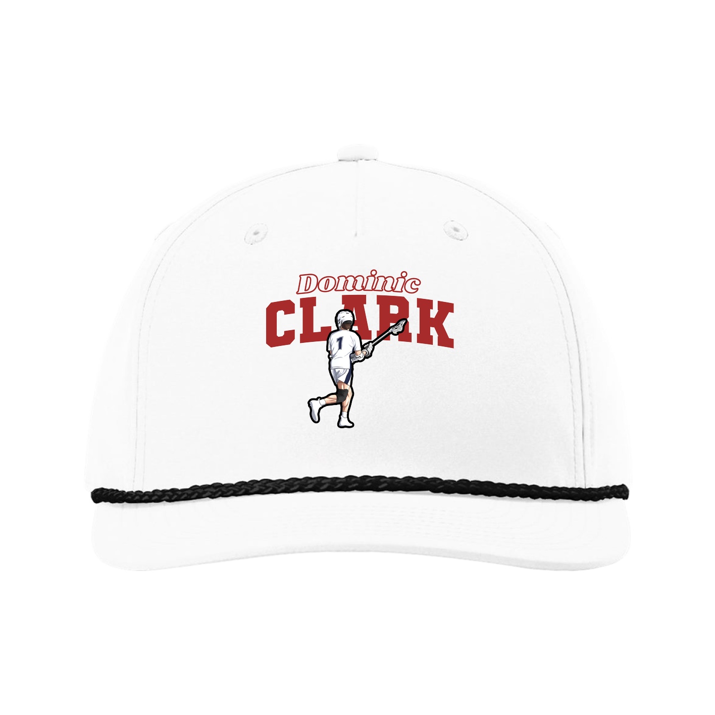 Five-Panel Classic Rope Cap — Name Arch in White