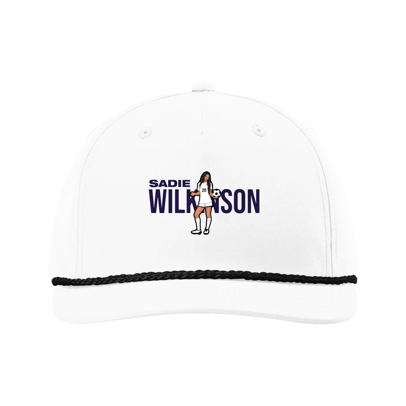 Five-Panel Classic Rope Cap — Player Name in White