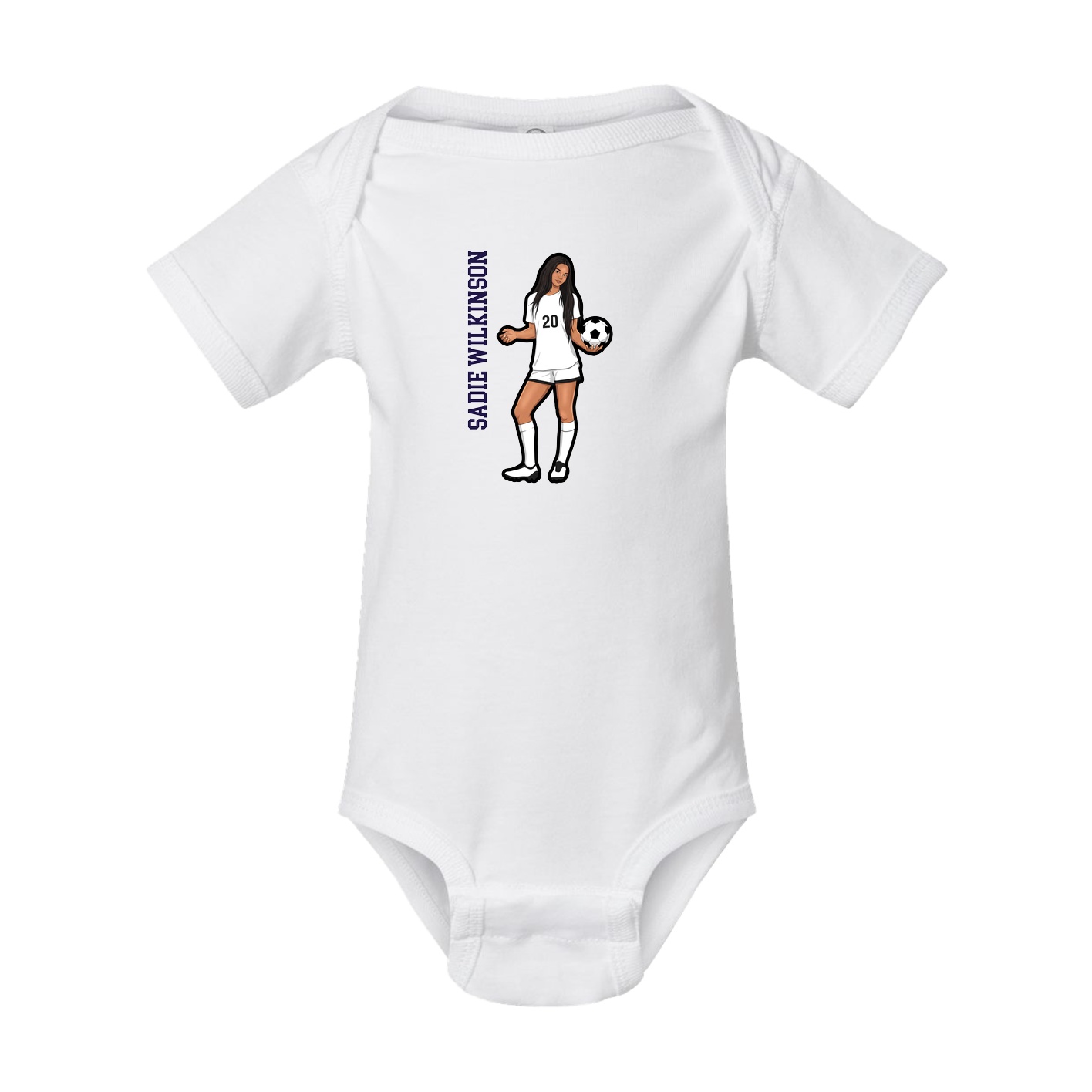 Baby Onesie — Name Vertical in White
