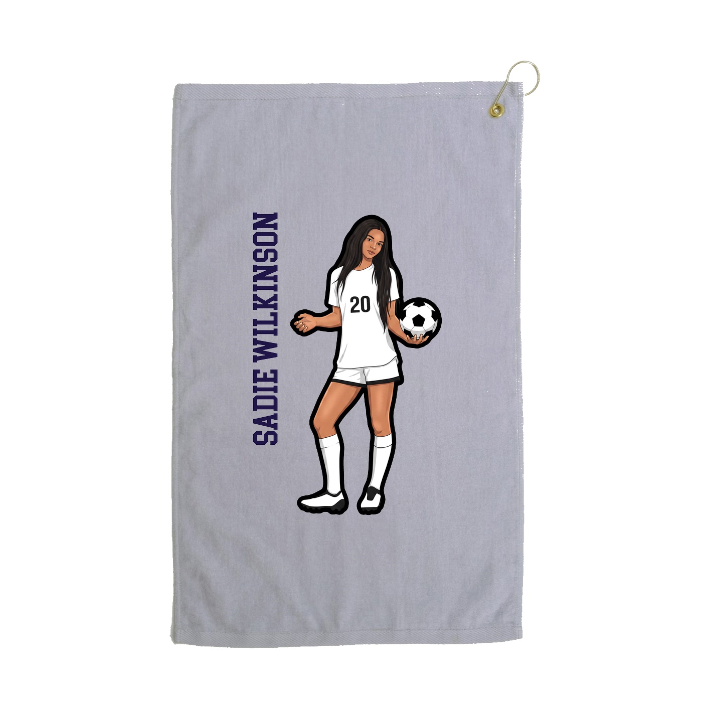 Golf Towel — Name Vertical in Grey