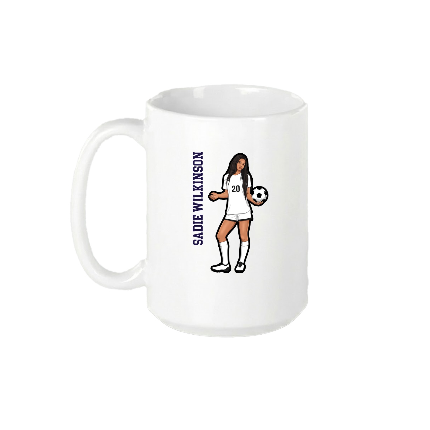 15oz Coffee Mug — Name Vertical in White