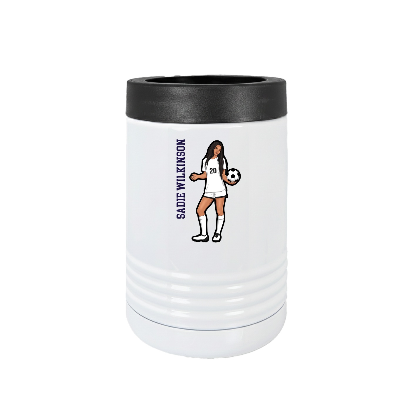 Beverage Holder — Name Vertical in White
