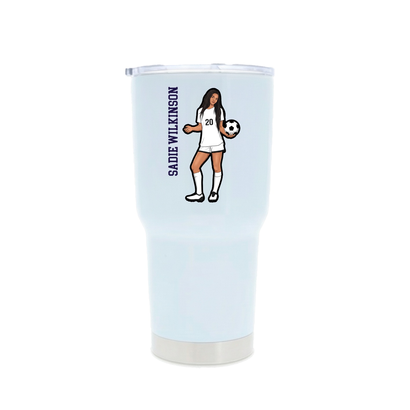 30oz Stainless Steel Tumbler — Name Vertical in White