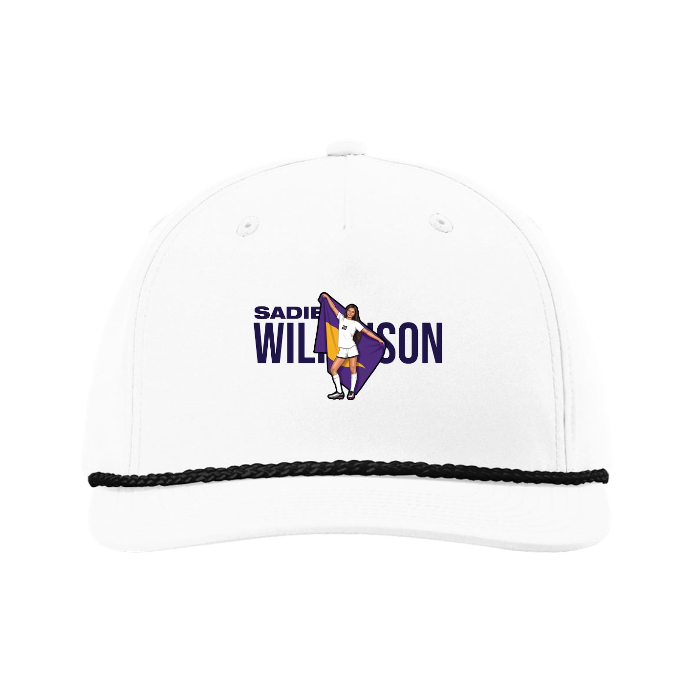 Five-Panel Classic Rope Cap — Player Name in White