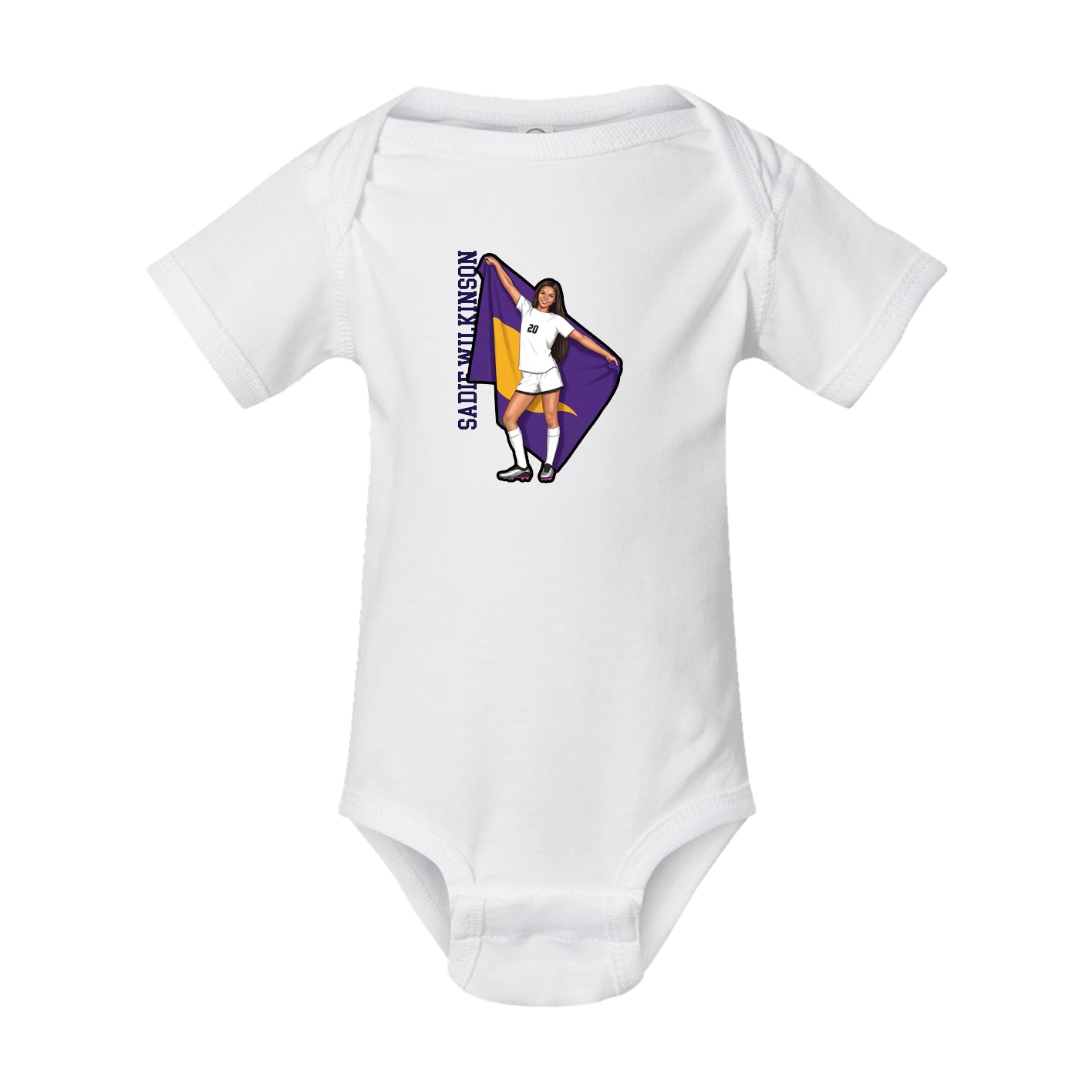 Baby Onesie — Name Vertical in White