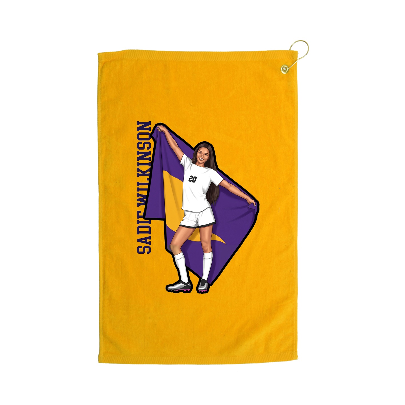 Golf Towel — Name Vertical in Gold