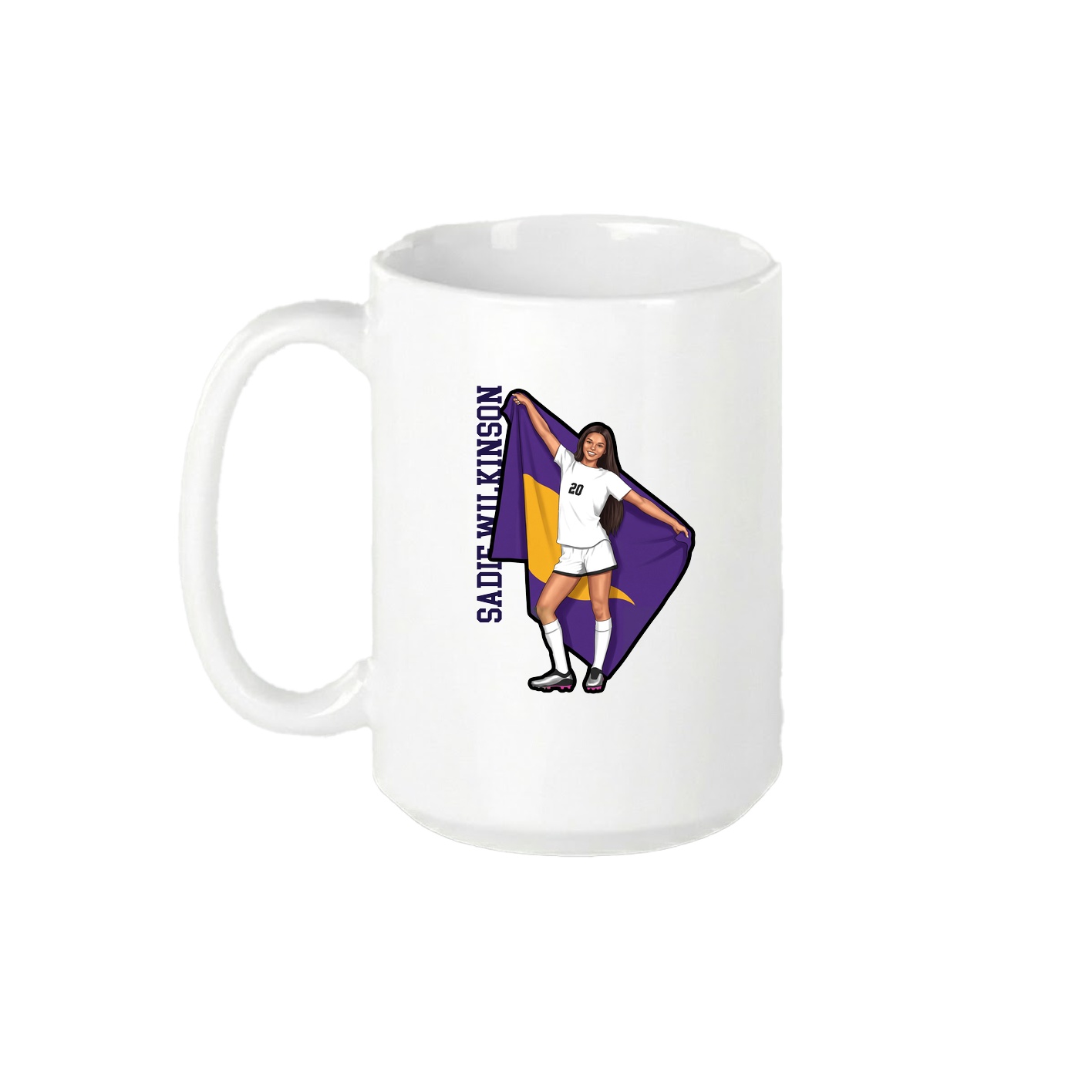 15oz Coffee Mug — Name Vertical in White