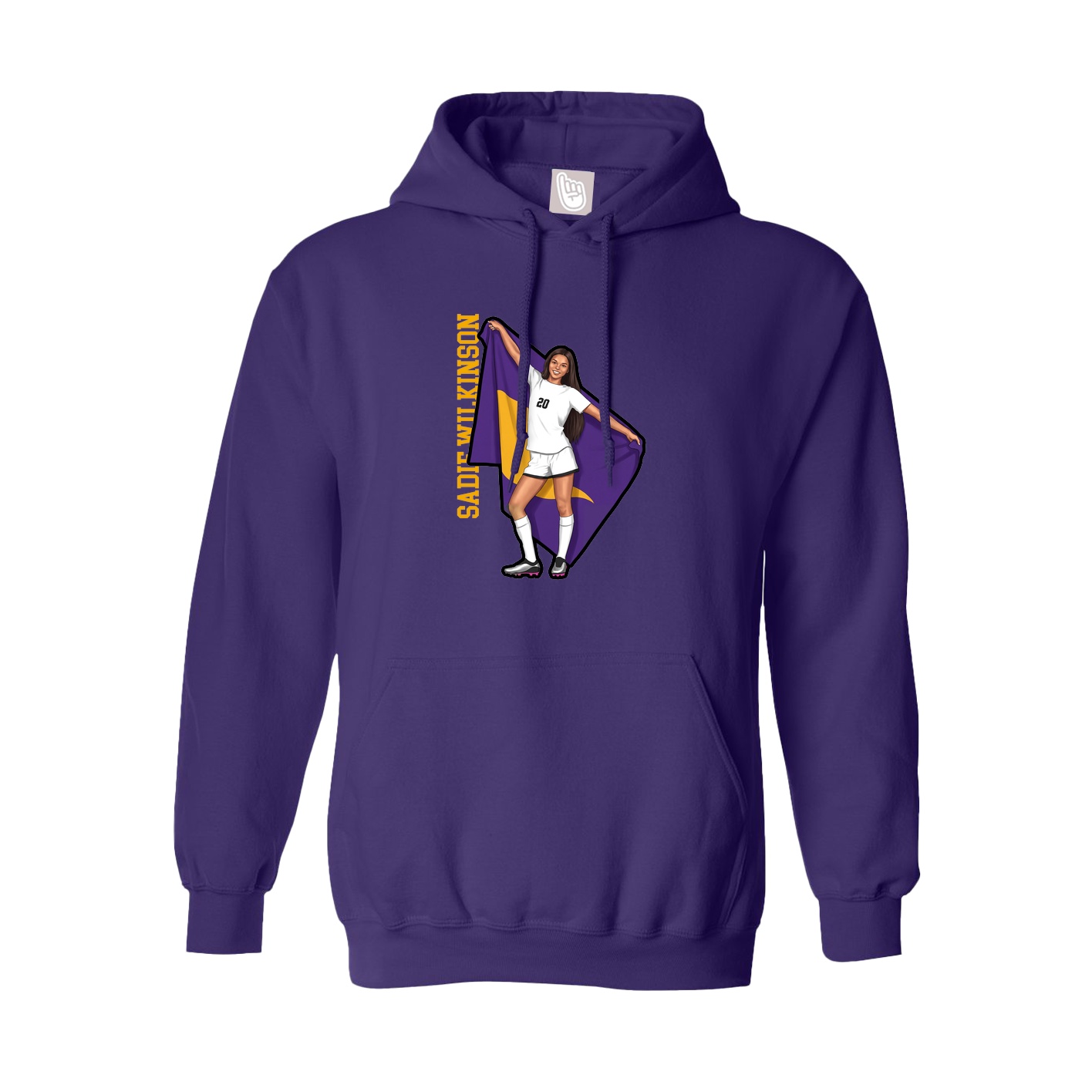 Youth Hoodie — Name Vertical in Purple