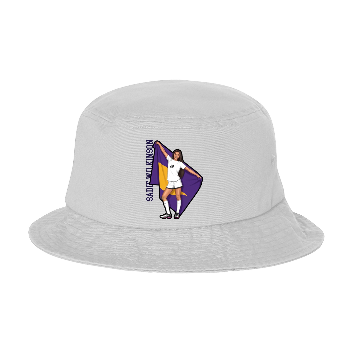 Bucket Cap — Name Vertical in White