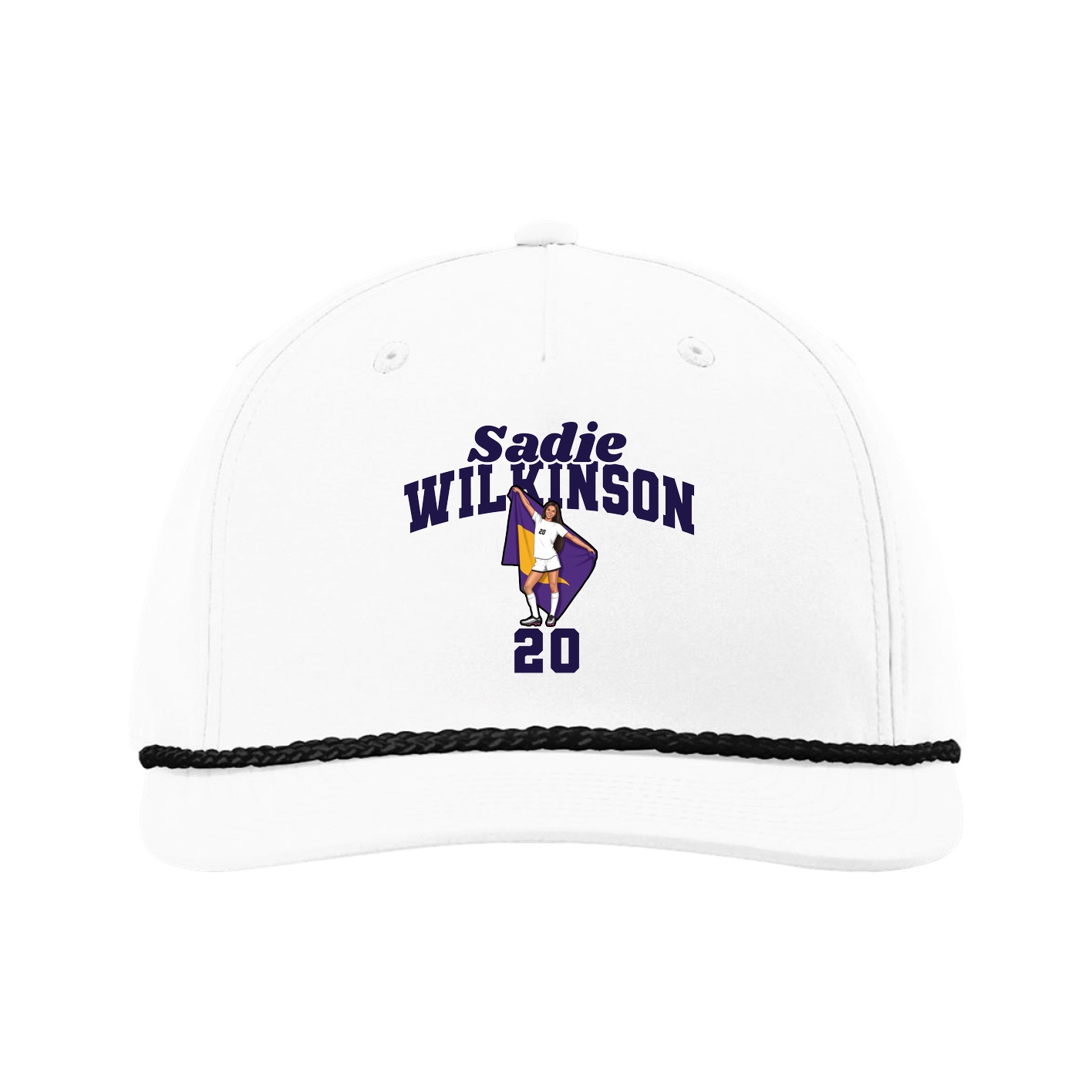 Five-Panel Classic Rope Cap — Signature Arch in White