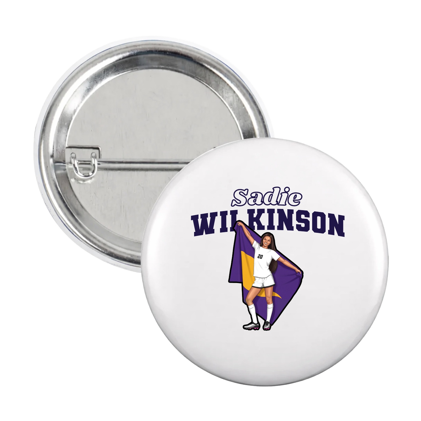 Game Day Button — Name Arch in White