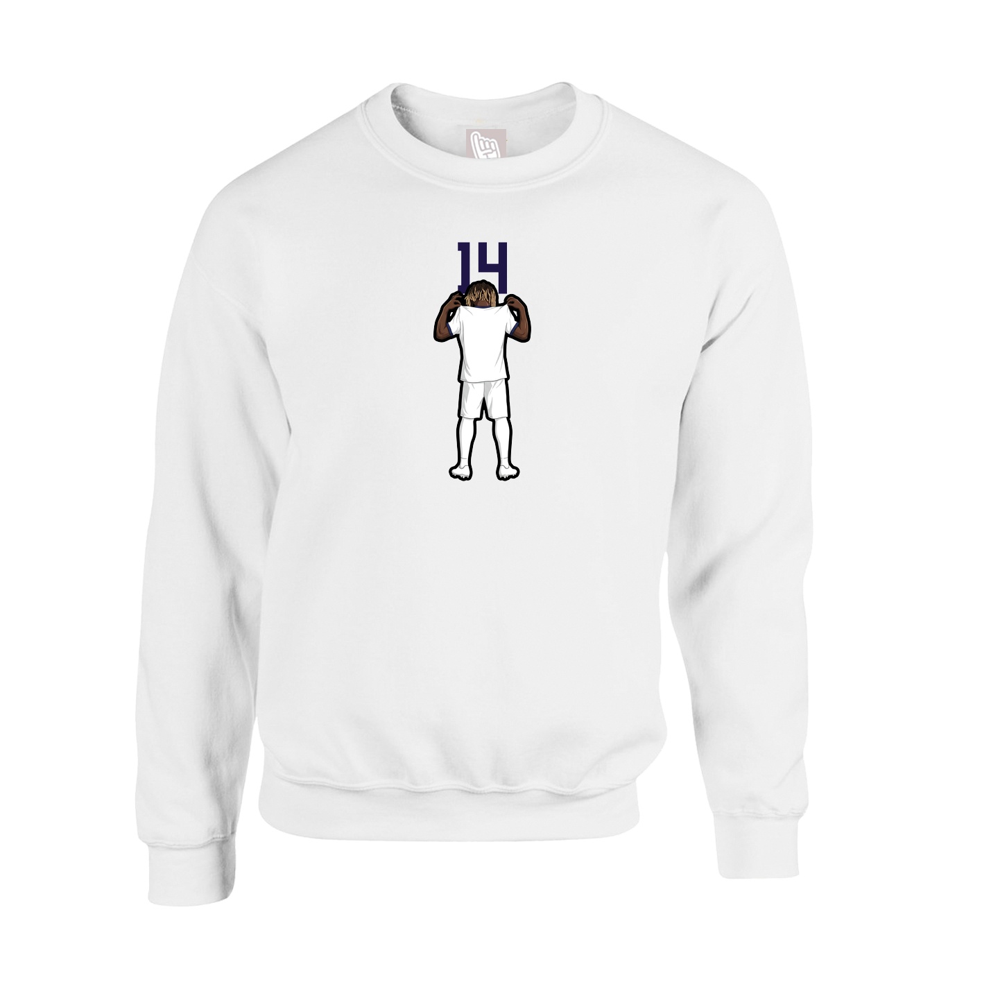 Fleece Crew — Number Top in White