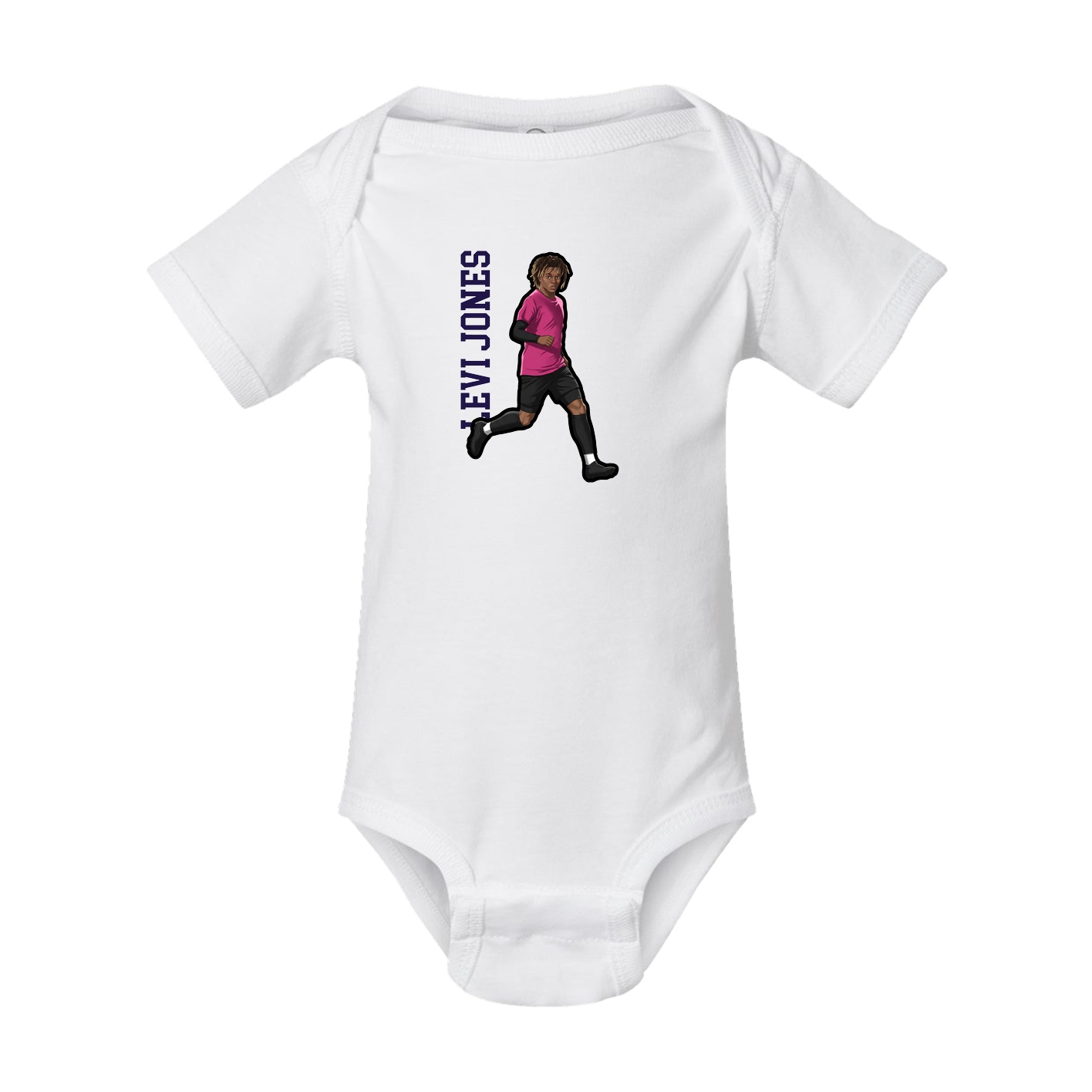 Baby Onesie — Name Vertical in White