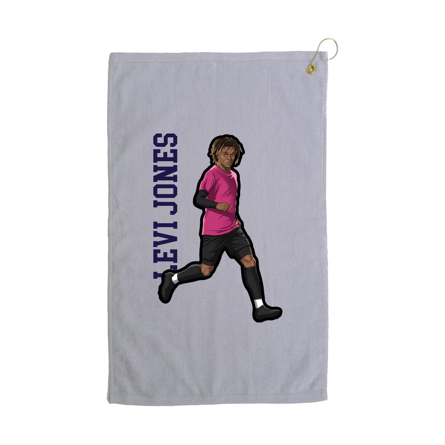 Golf Towel — Name Vertical in Grey