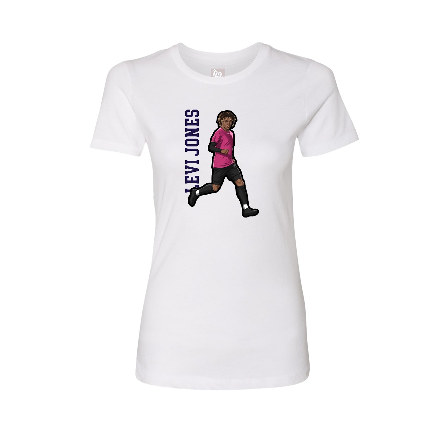 Fitted Women's Tee — Name Vertical in White