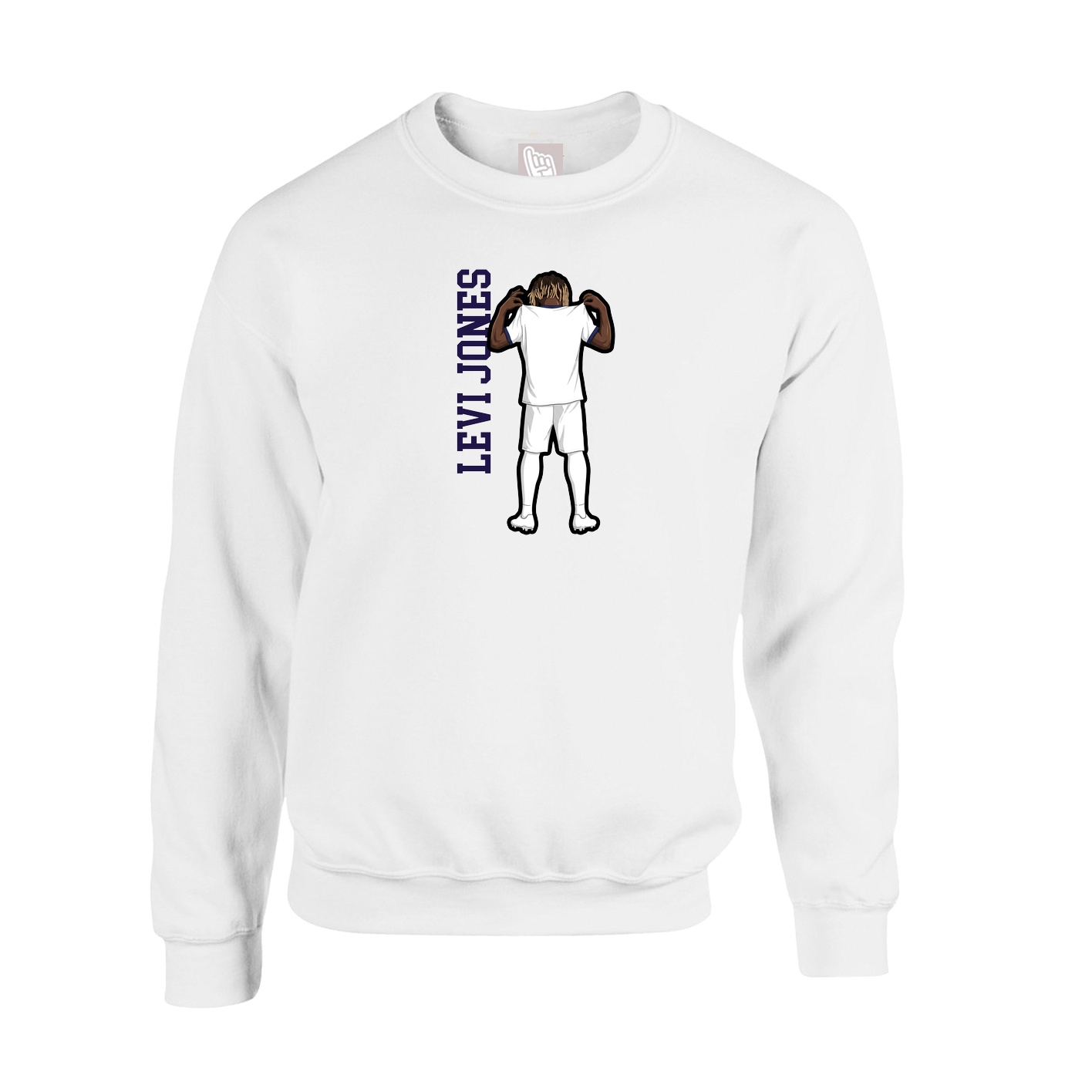 Fleece Crew — Name Vertical in White